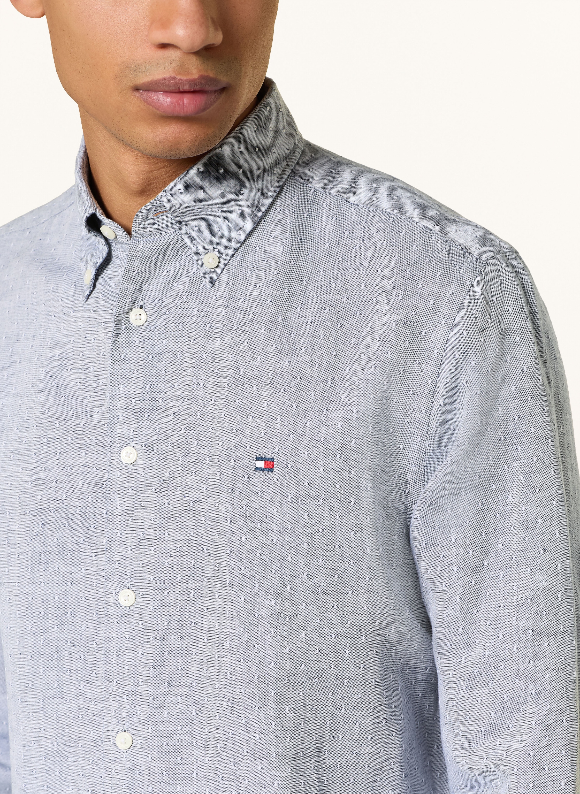 Thumbnail - Tommy Hilfiger Hemd Regular Fit Mit Leinen blau