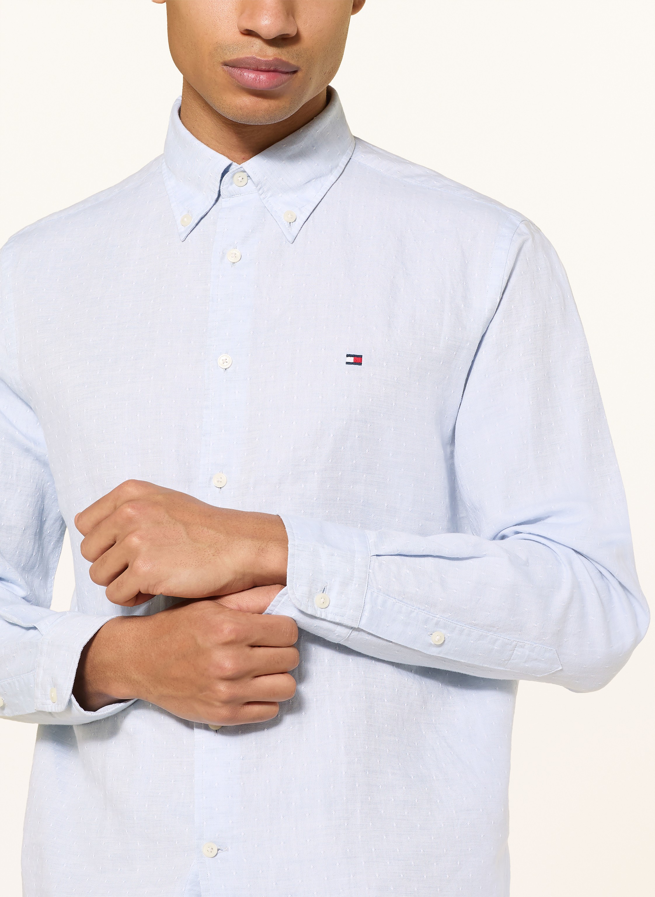 Thumbnail - Tommy Hilfiger Hemd Regular Fit Mit Leinen blau