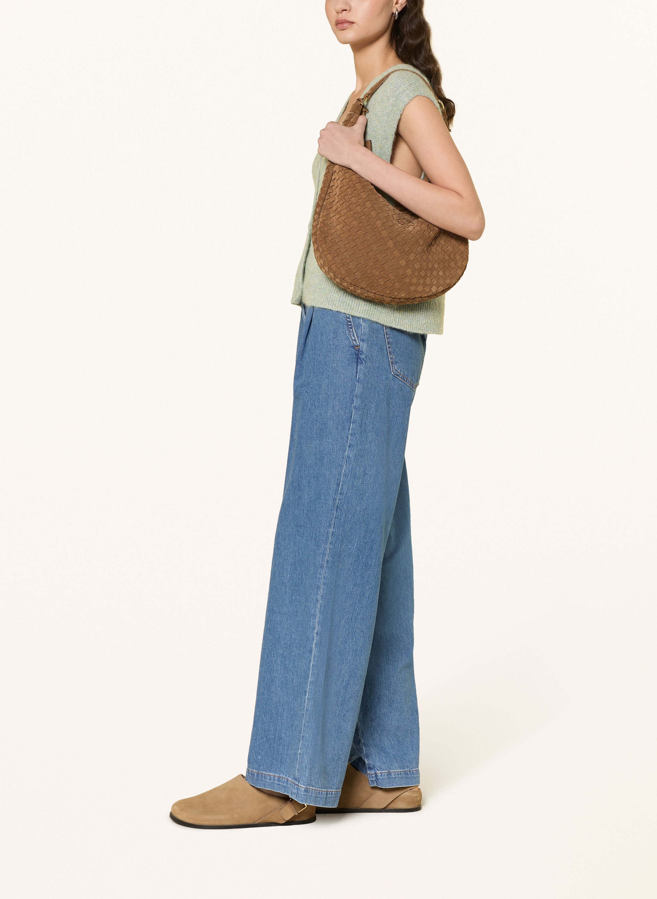 Thumbnail - Marc O'polo Denim Wide Leg Jeans Tomma Pleated blau
