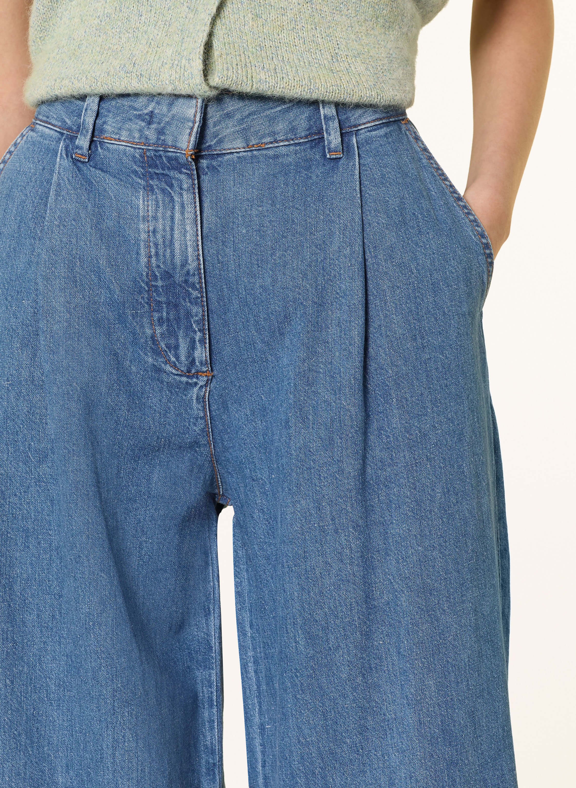 Thumbnail - Marc O'polo Denim Wide Leg Jeans Tomma Pleated blau