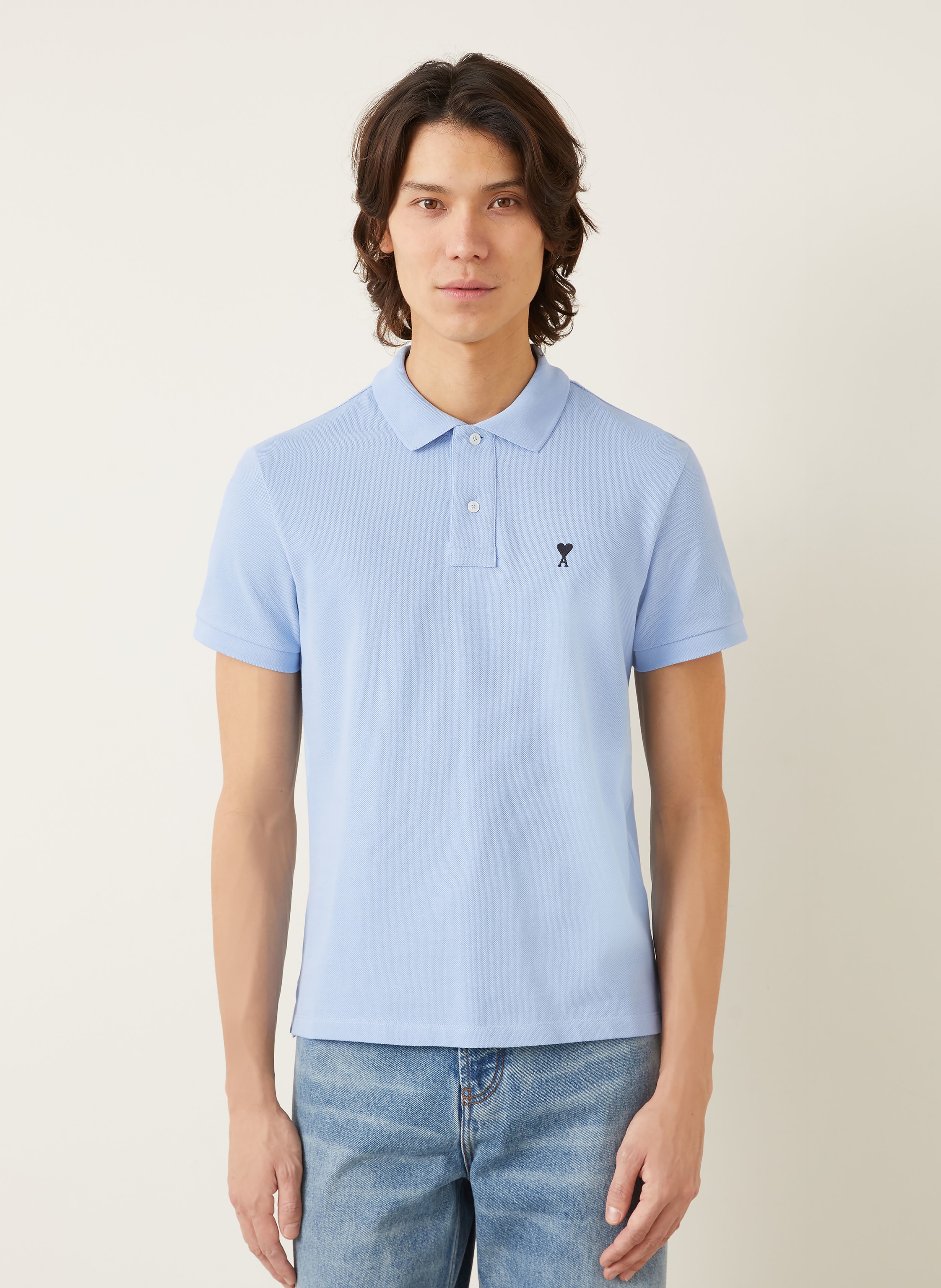 Thumbnail - Ami Paris Piqué-Poloshirt blau