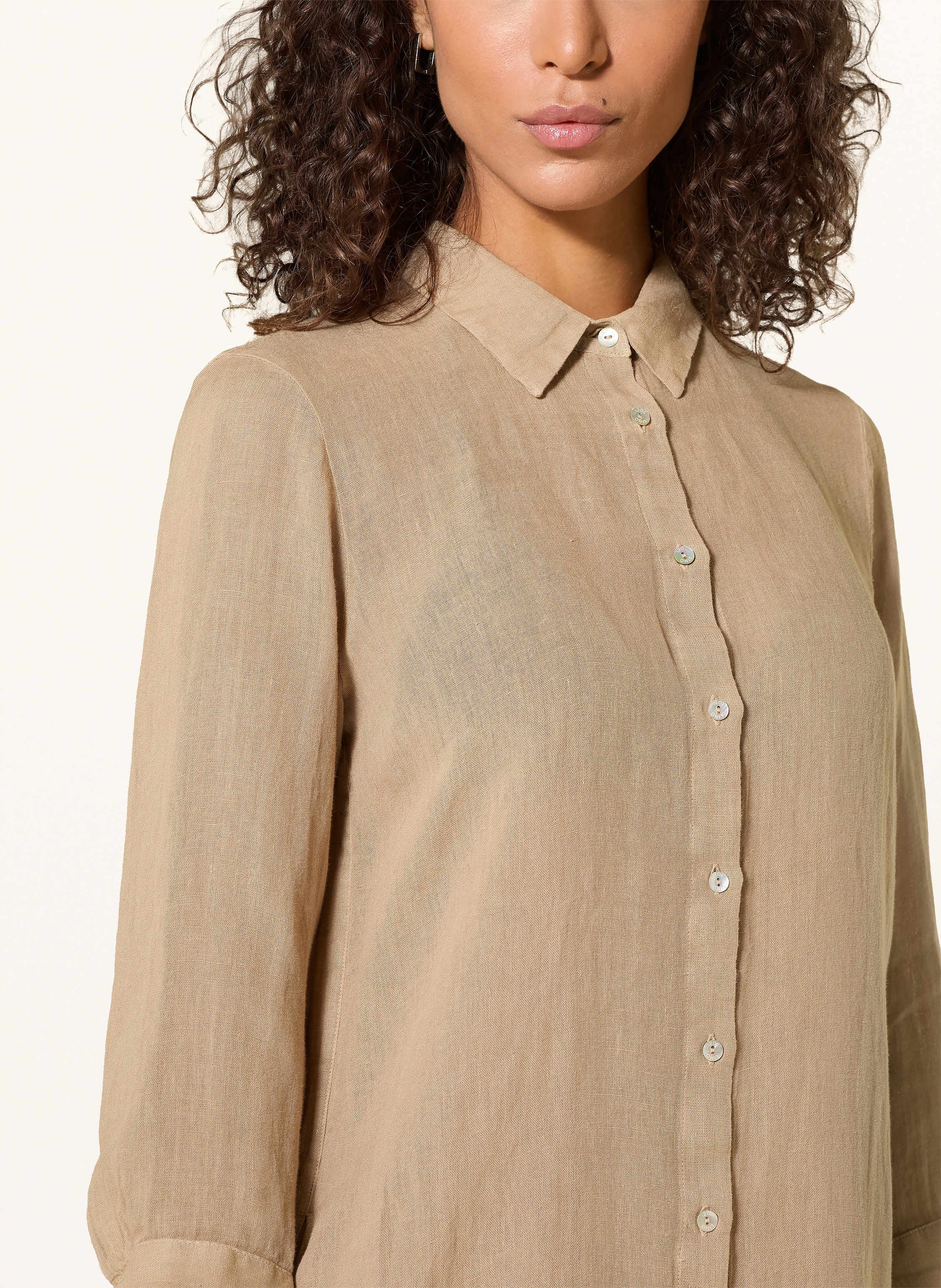 Thumbnail - 120%Lino Hemdblusenkleid Aus Leinen beige