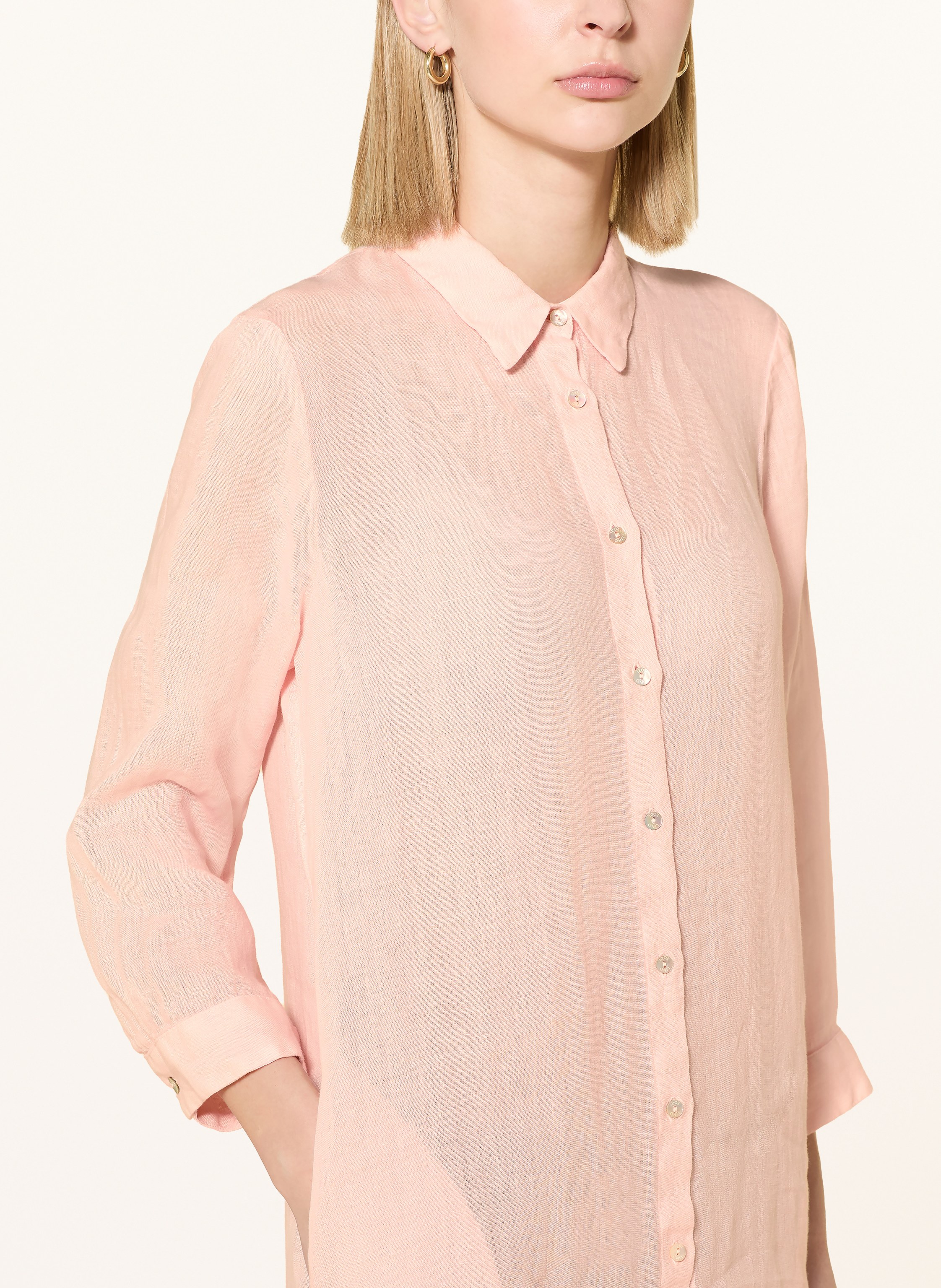 Thumbnail - 120%Lino Hemdblusenkleid Aus Leinen rosa