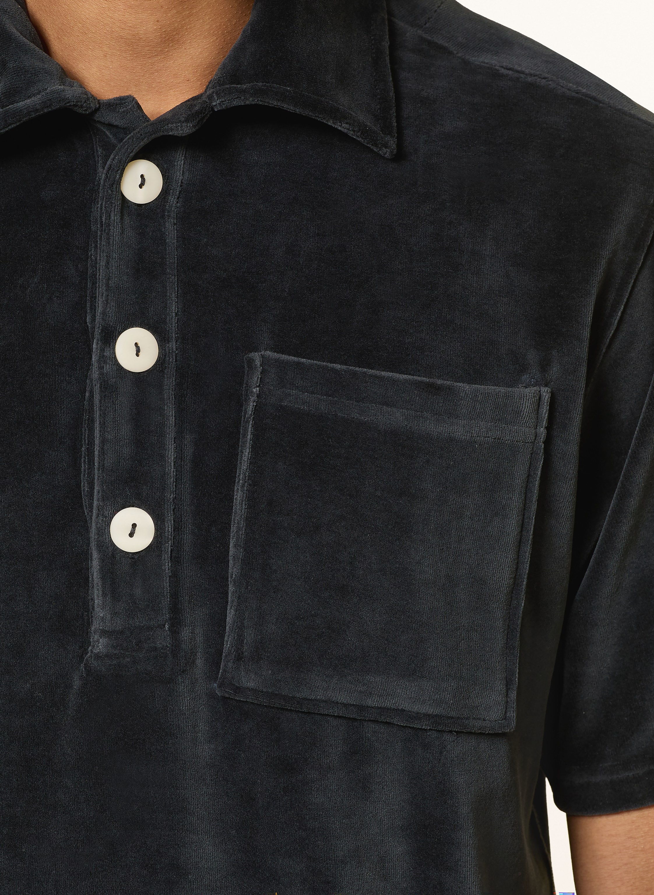 Thumbnail - Oas Samt-Poloshirt schwarz