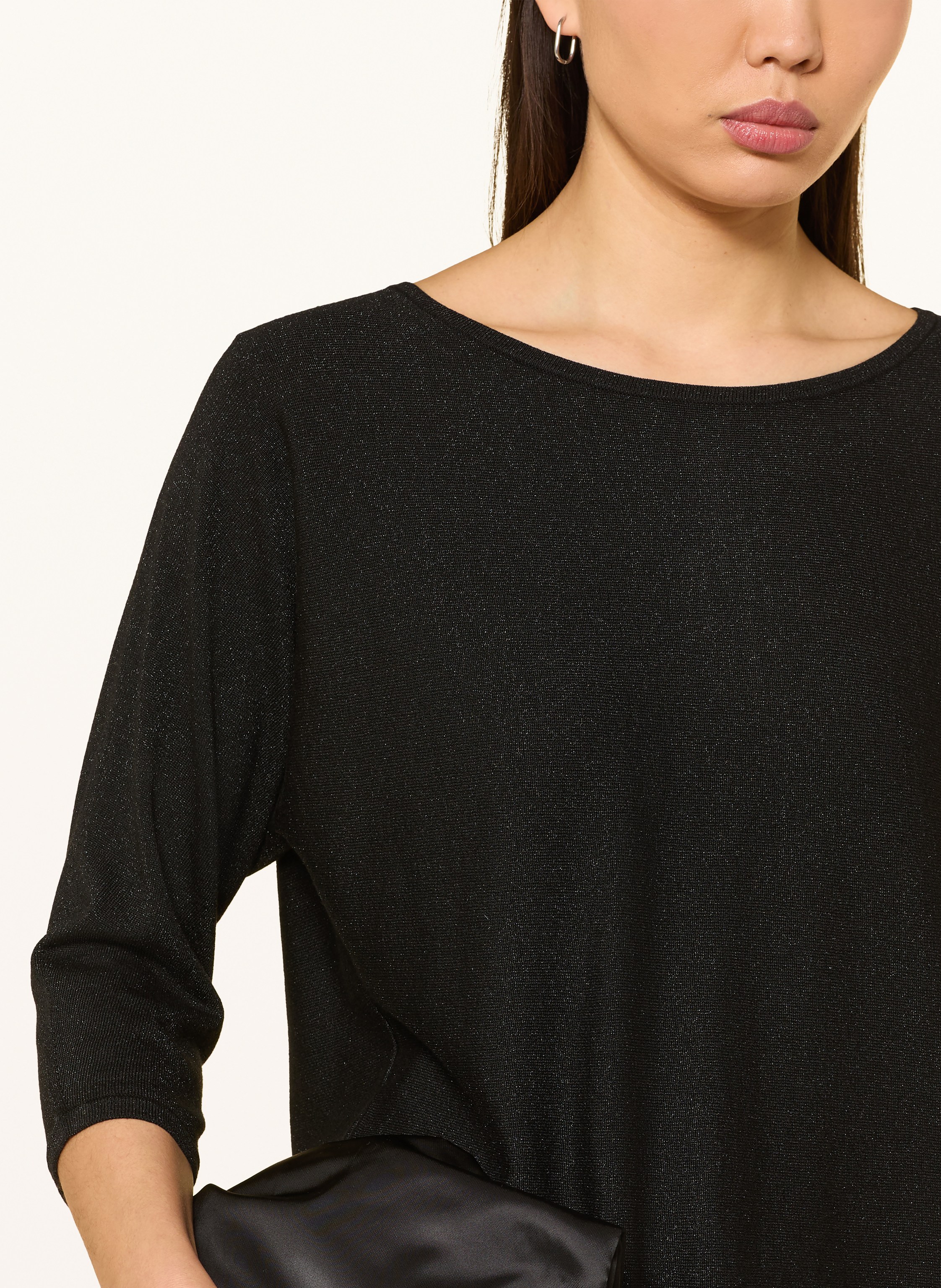 Thumbnail - Comma Pullover Mit 3/4-Arm Und Glitzergarn schwarz