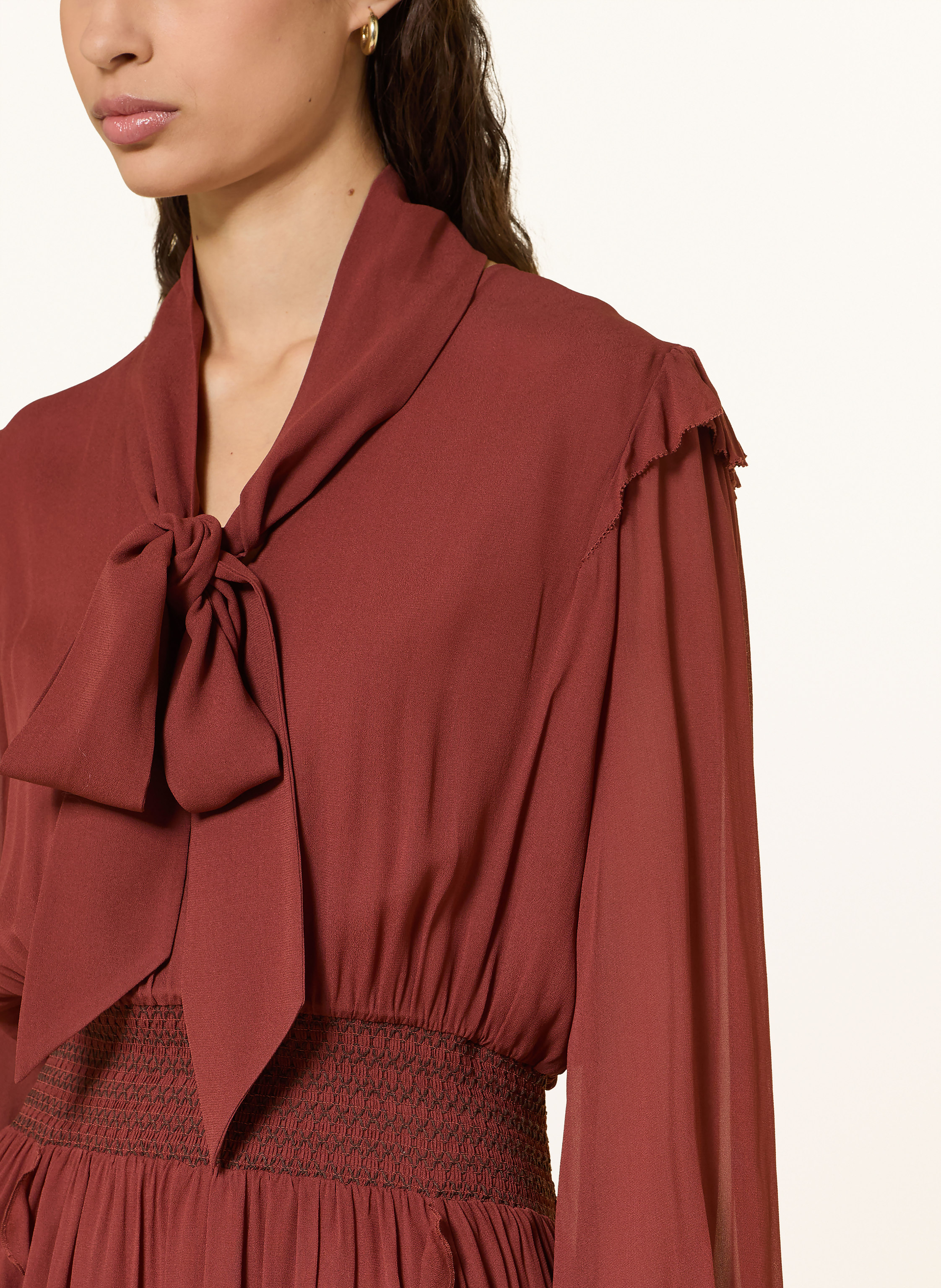 Thumbnail - Boss Kleid Domingue Mit Abnehmbarer Schluppe Und Volants rot