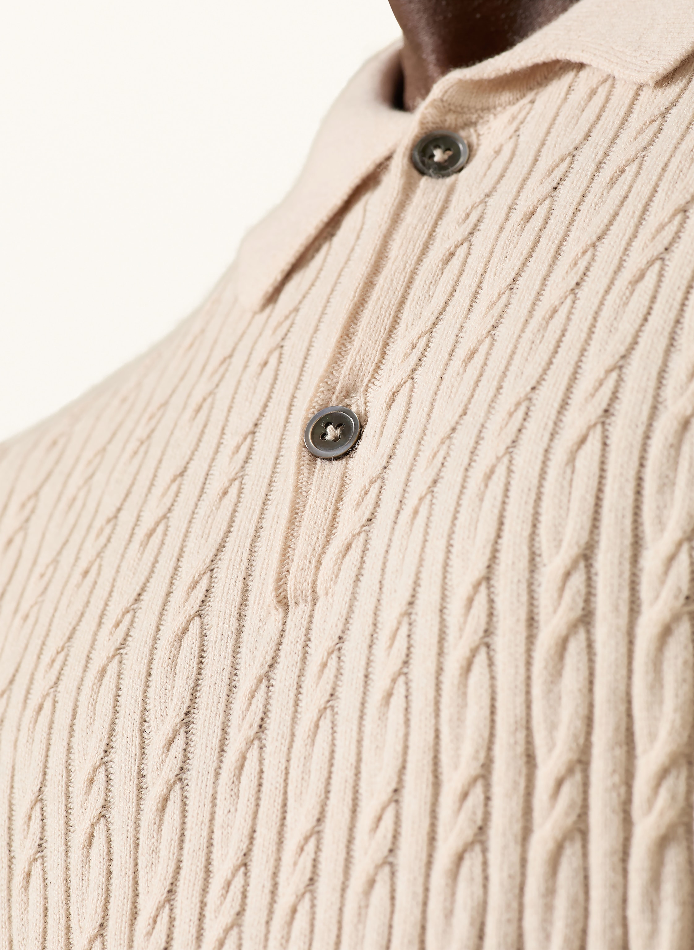 Thumbnail - Ftc Cashmere Strick-Poloshirt braun