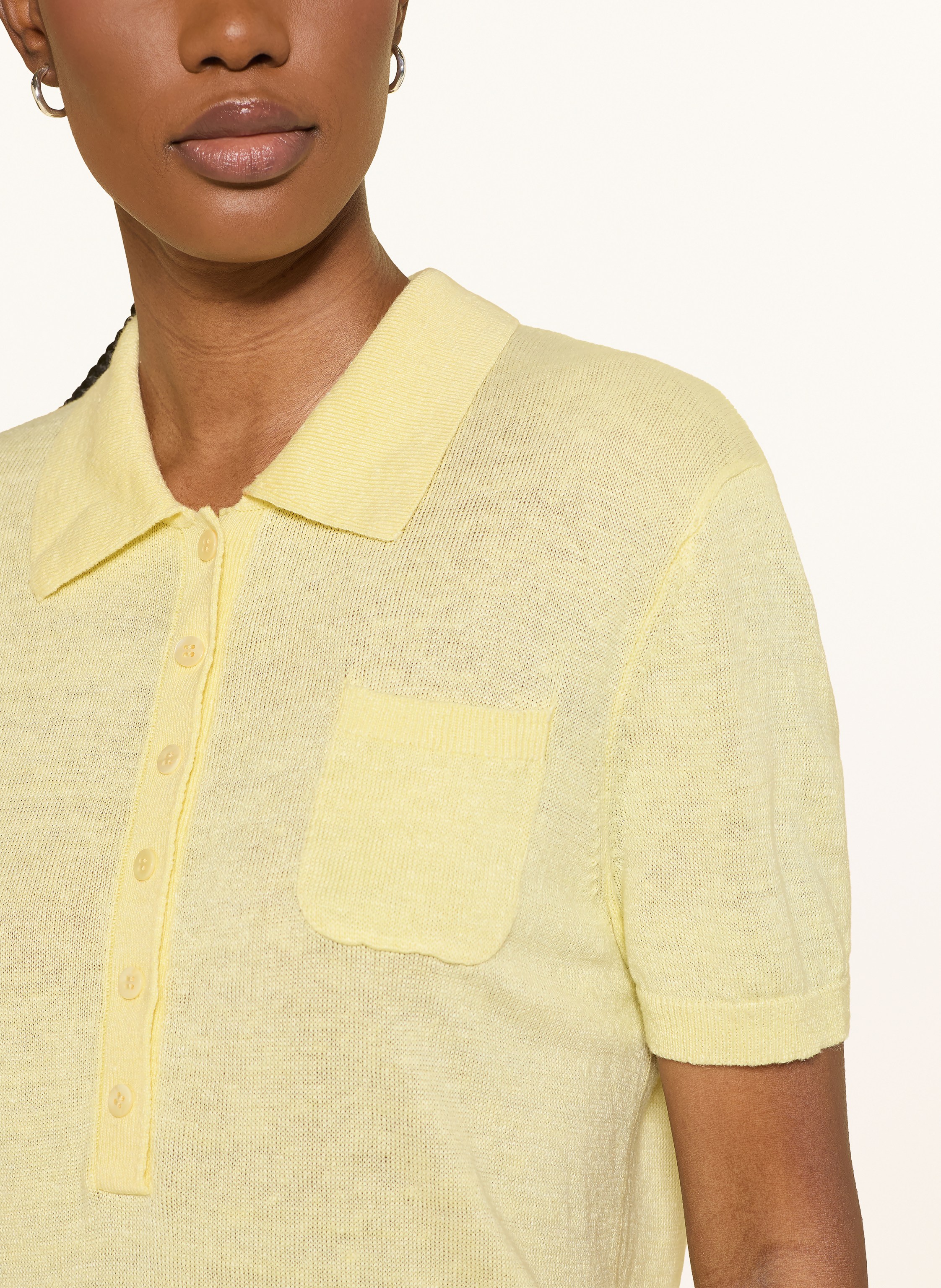 Thumbnail - Luisa Cerano Strick-Poloshirt Aus Leinen gelb