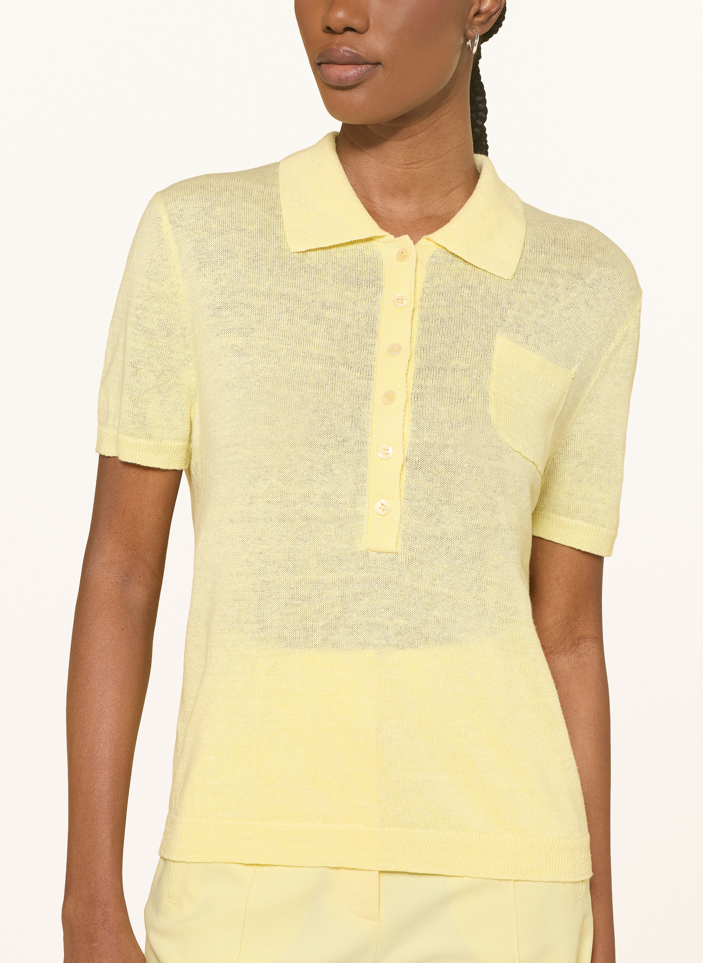 Thumbnail - Luisa Cerano Strick-Poloshirt Aus Leinen gelb