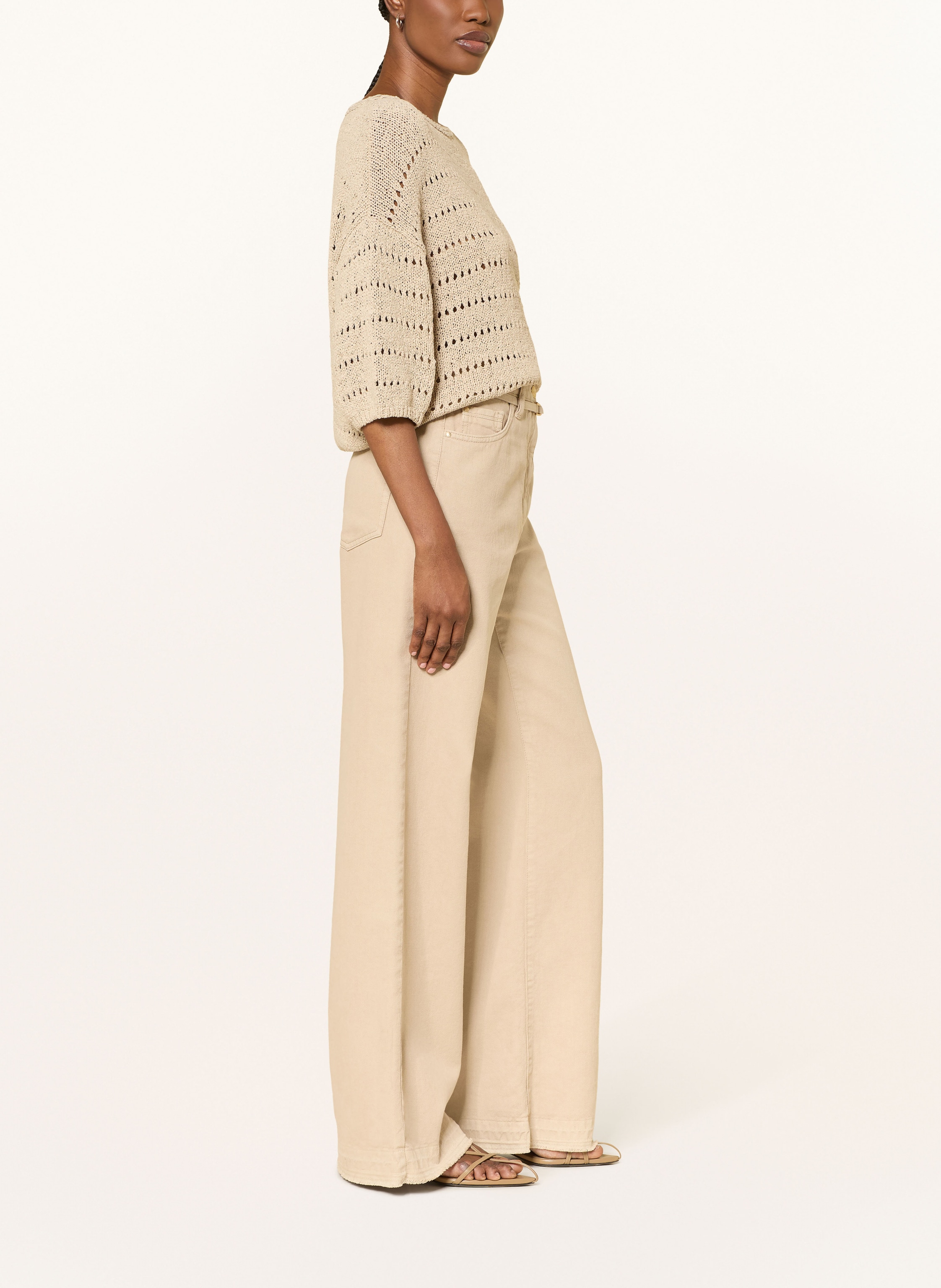 Thumbnail - Luisa Cerano Wide Leg Jeans beige