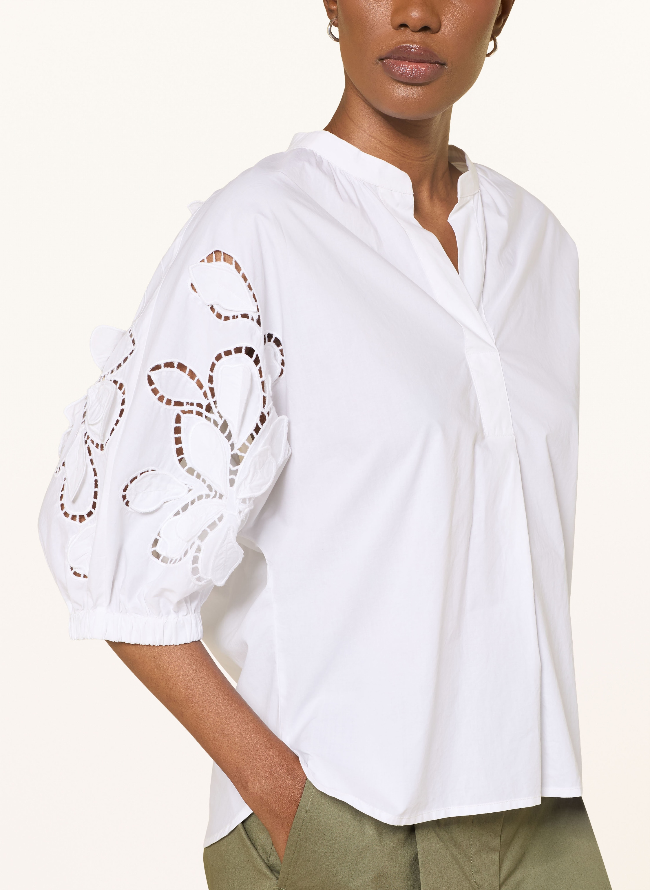 Thumbnail - Luisa Cerano Blusenshirt Mit Lochspitze weiss