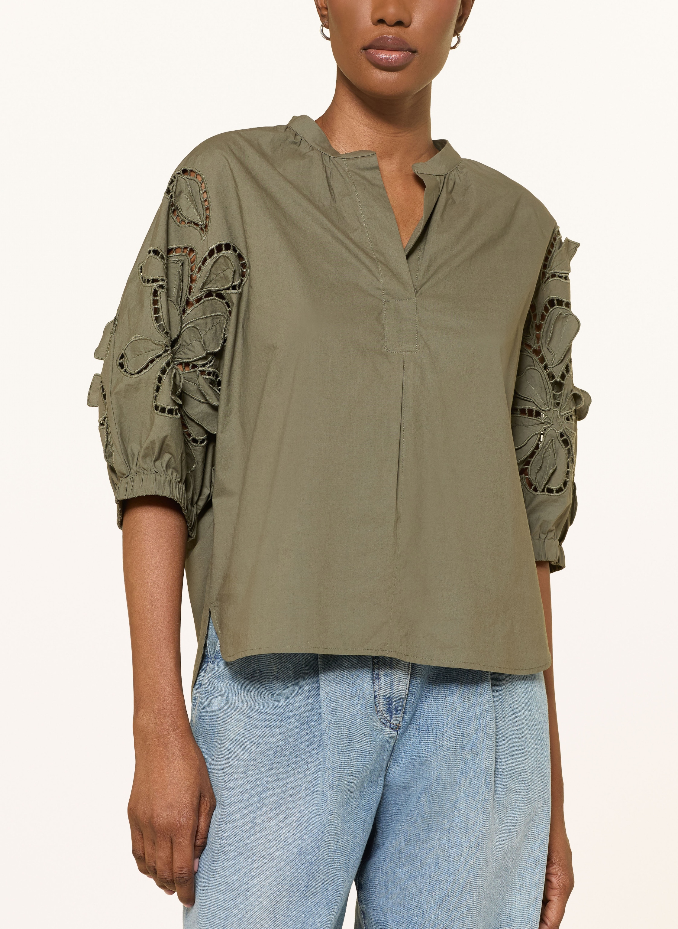 Thumbnail - Luisa Cerano Blusenshirt Mit Lochspitze gruen