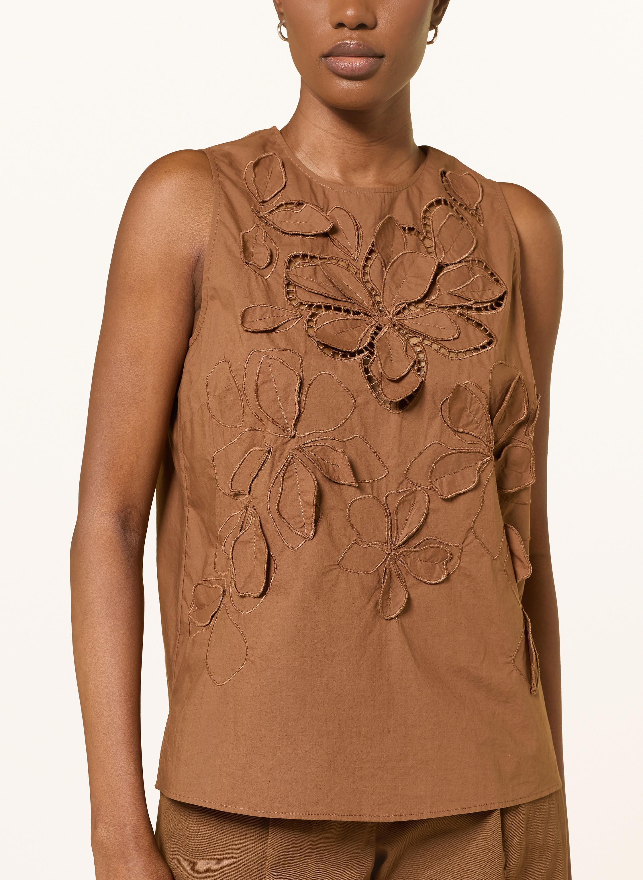 Thumbnail - Luisa Cerano Blusentop Mit Lochspitze braun