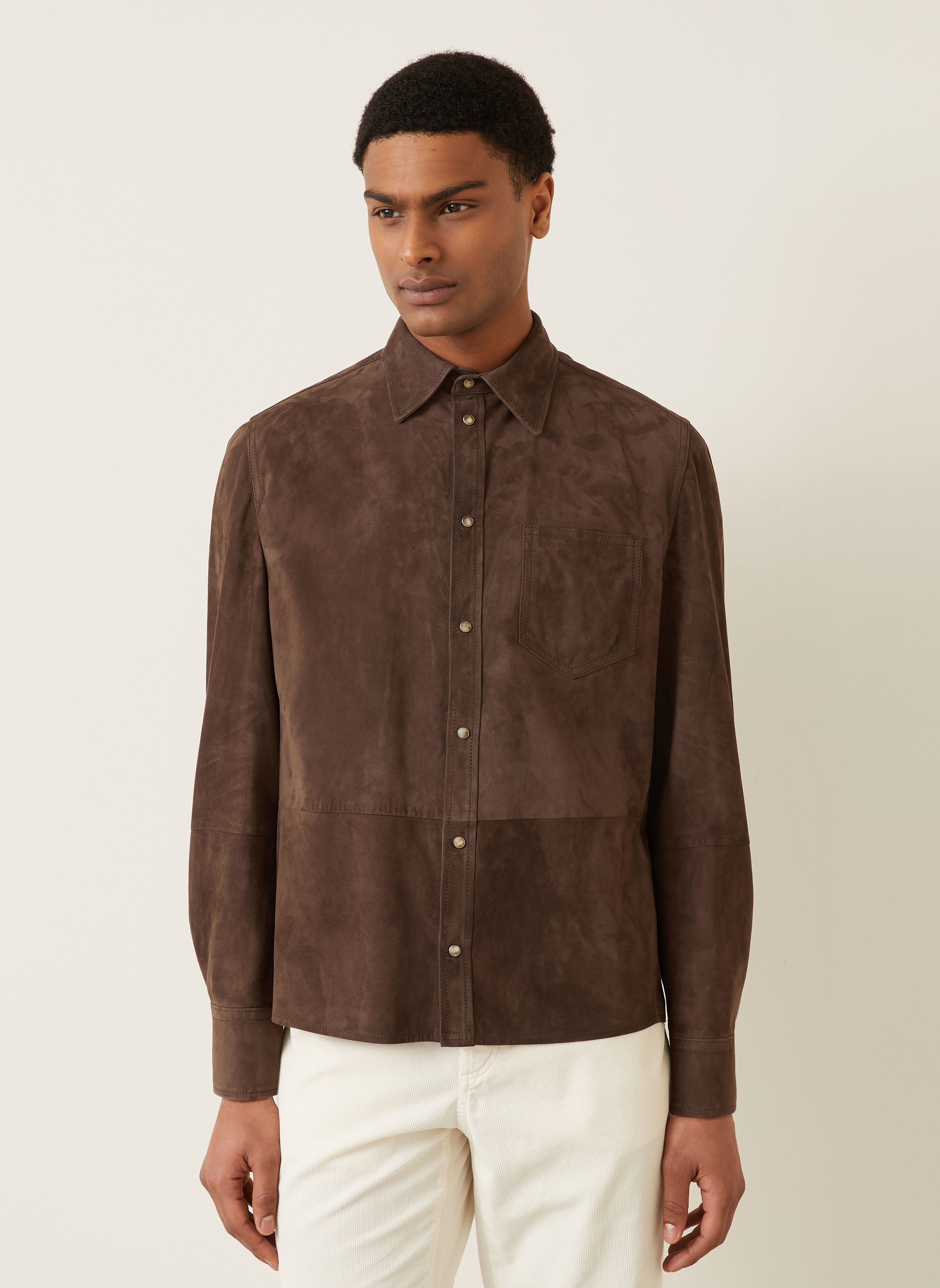 Thumbnail - Brunello Cucinelli Veloursleder-Overjacket braun