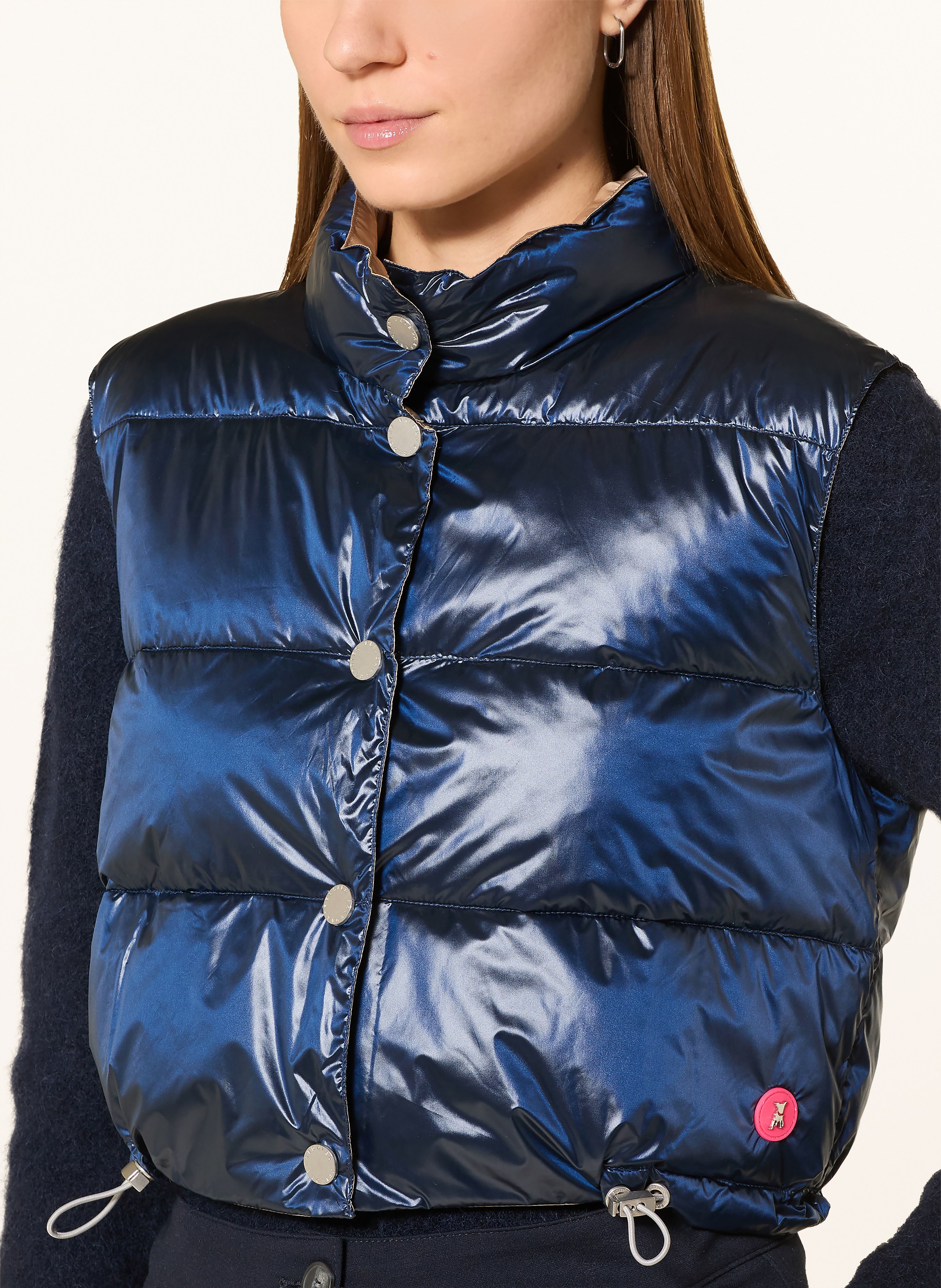 Thumbnail - Frieda & Freddies Cropped-Steppweste Maddy Zum Wenden blau