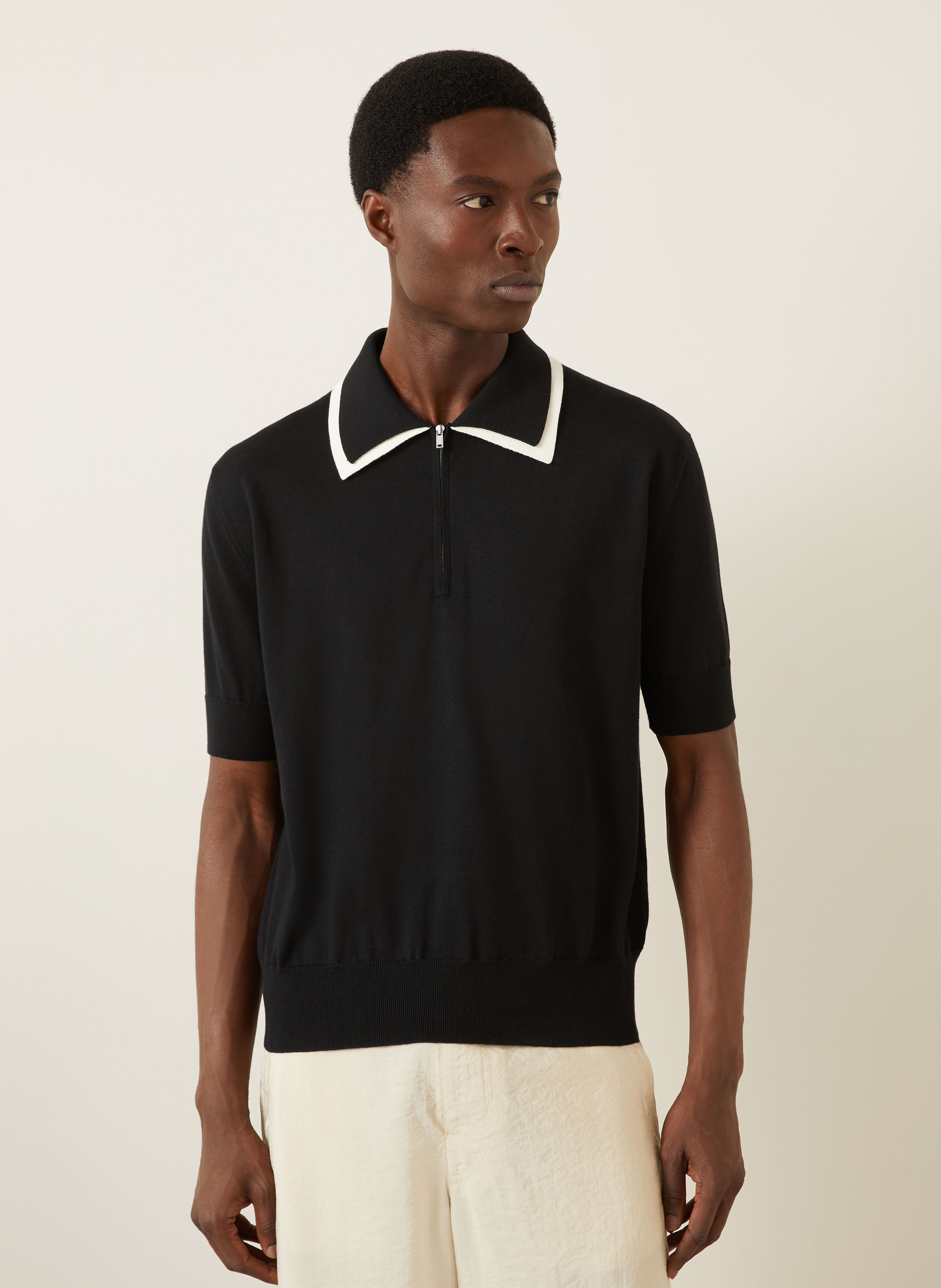 Thumbnail - Jil Sander Strick-Poloshirt schwarz