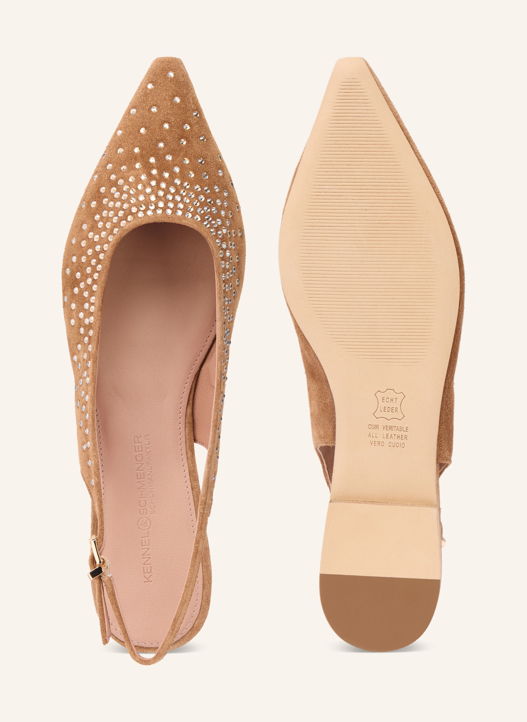 Thumbnail - Kennel & Schmenger Slingballerinas Nika Mit Schmucksteinen beige