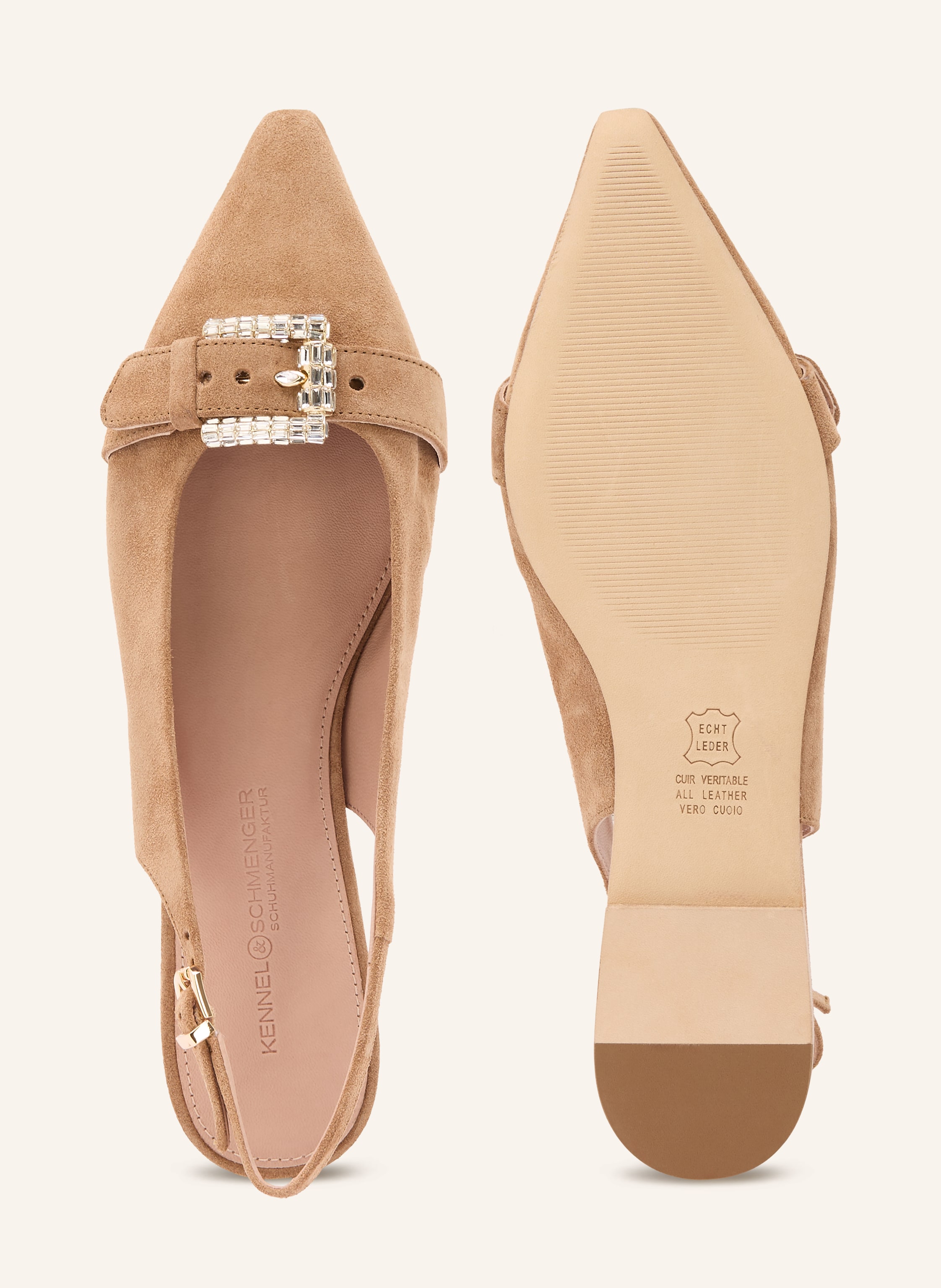 Thumbnail - Kennel & Schmenger Slingballerinas Nika Mit Schmucksteinen beige