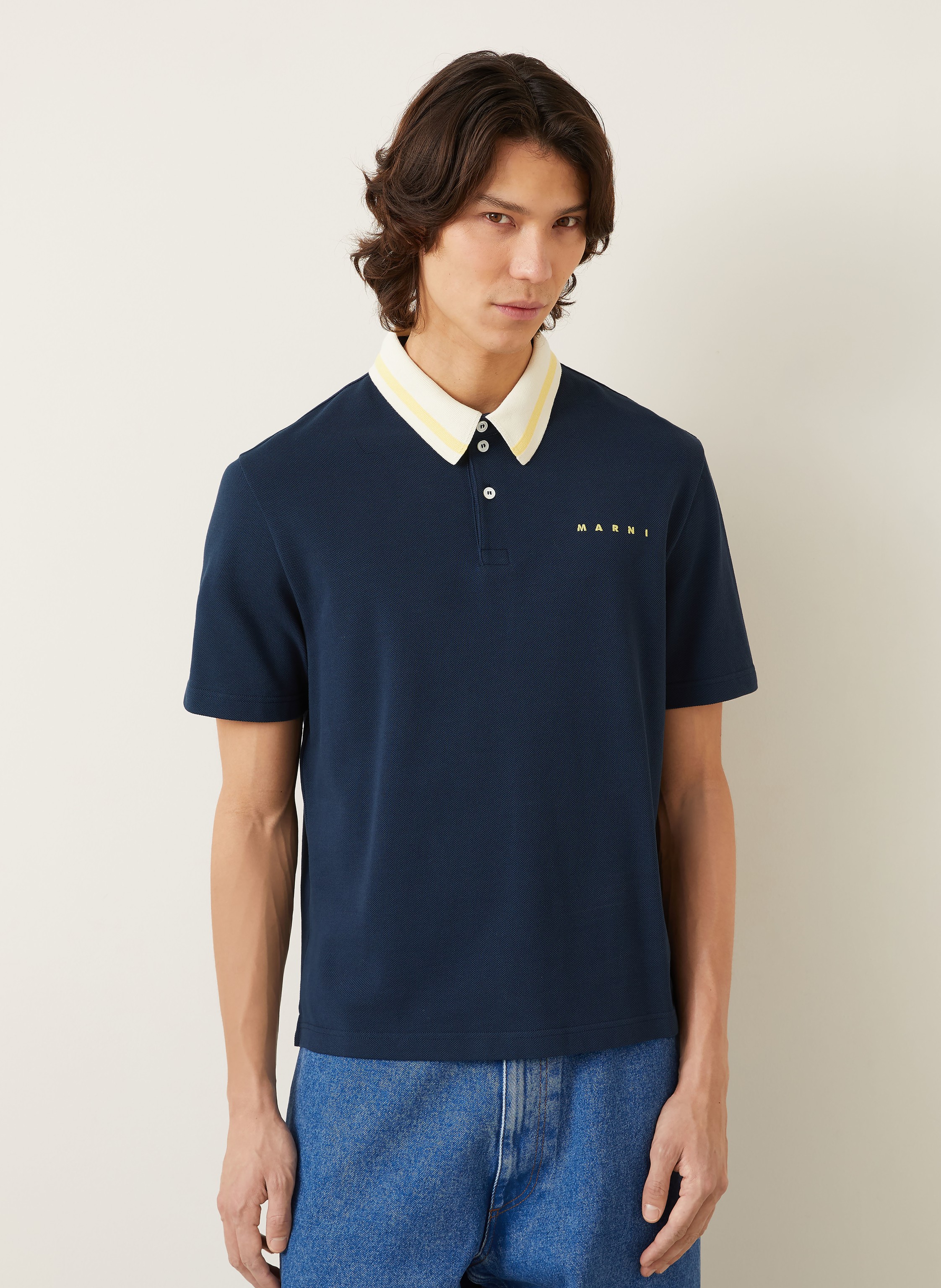 Thumbnail - Marni Piqué-Poloshirt blau