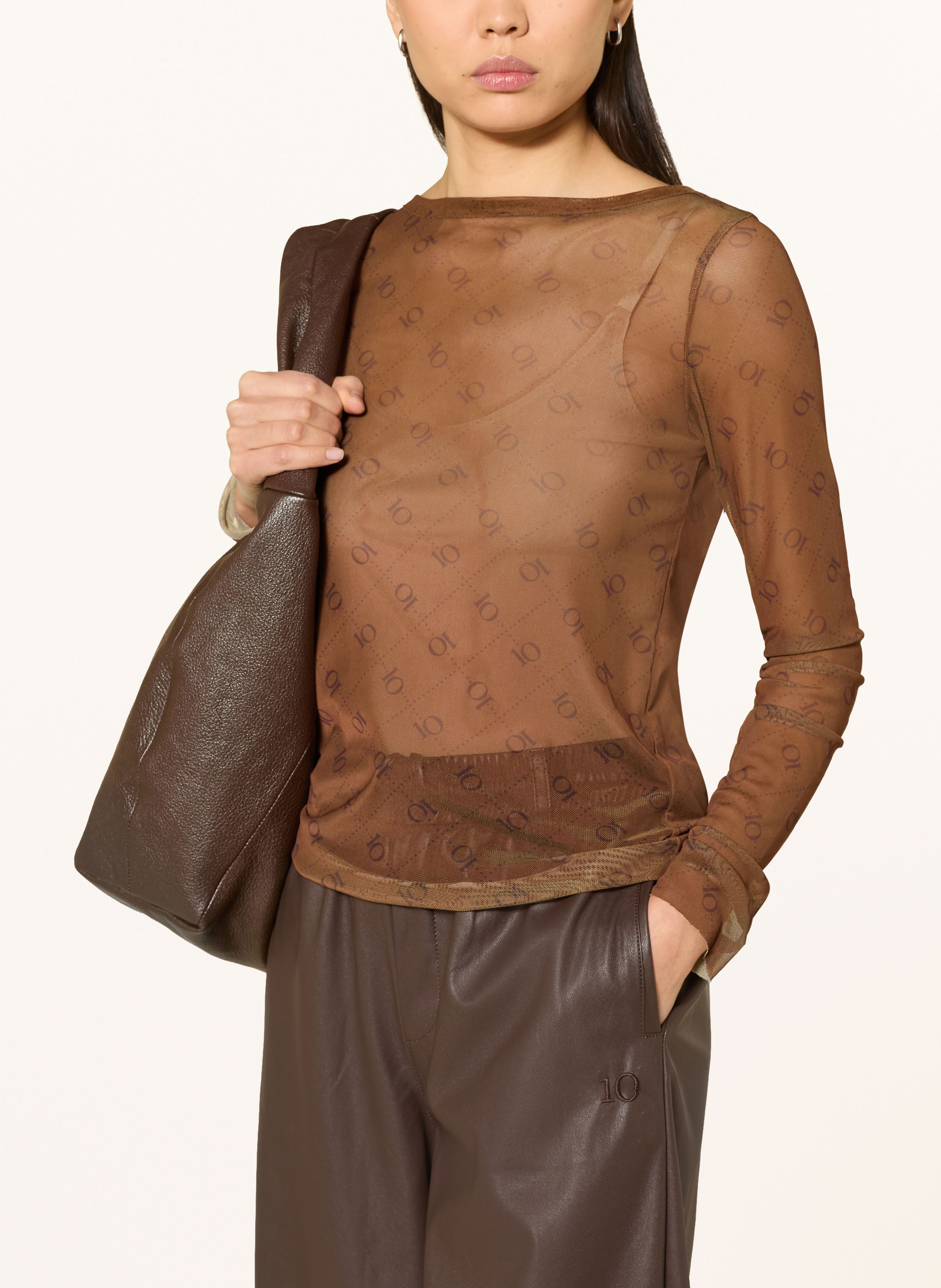 Thumbnail - 10days Longsleeve Aus Mesh braun