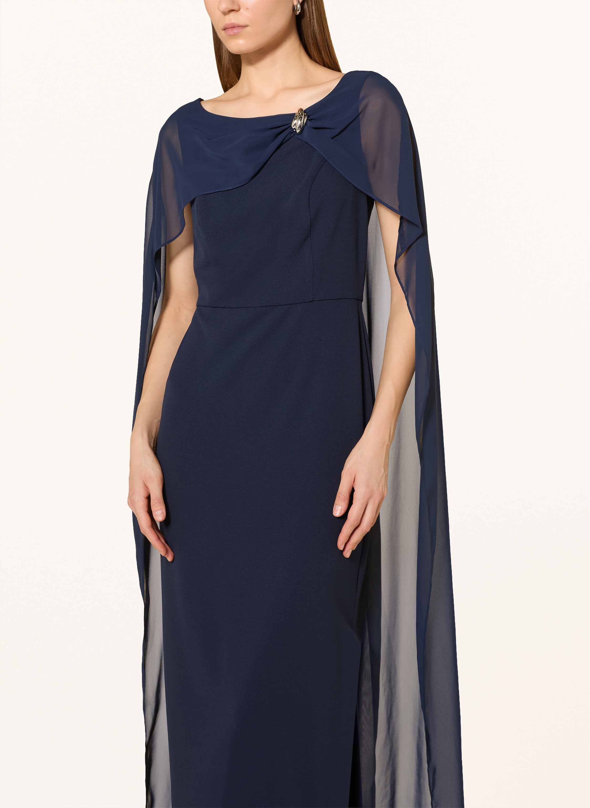 Thumbnail - Swing Abendkleid Im Materialmix blau