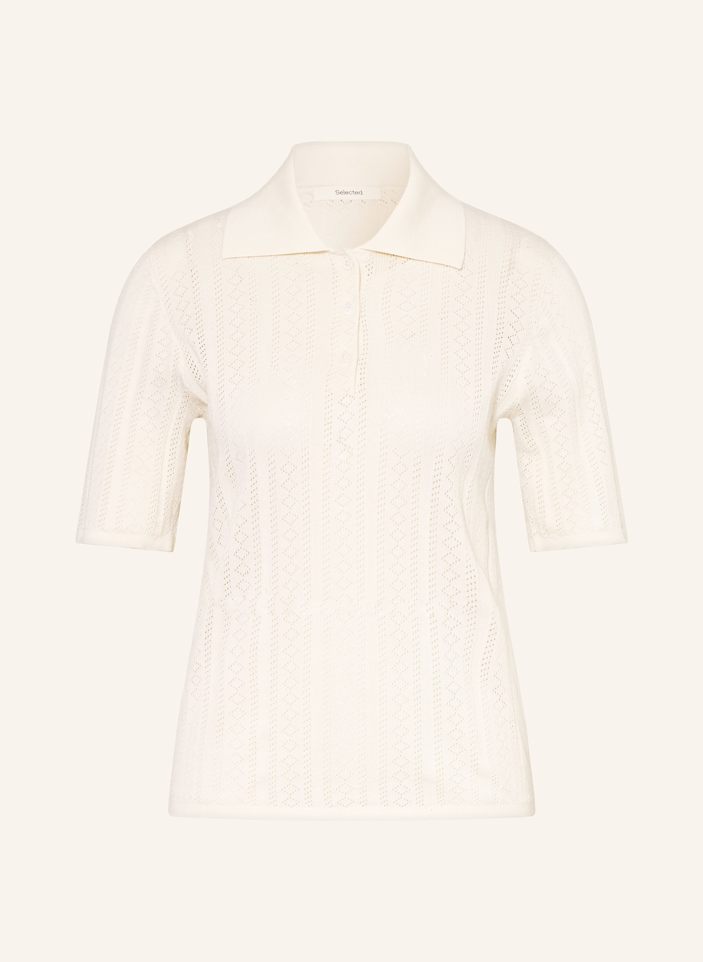 Selected Strick-Poloshirt weiss