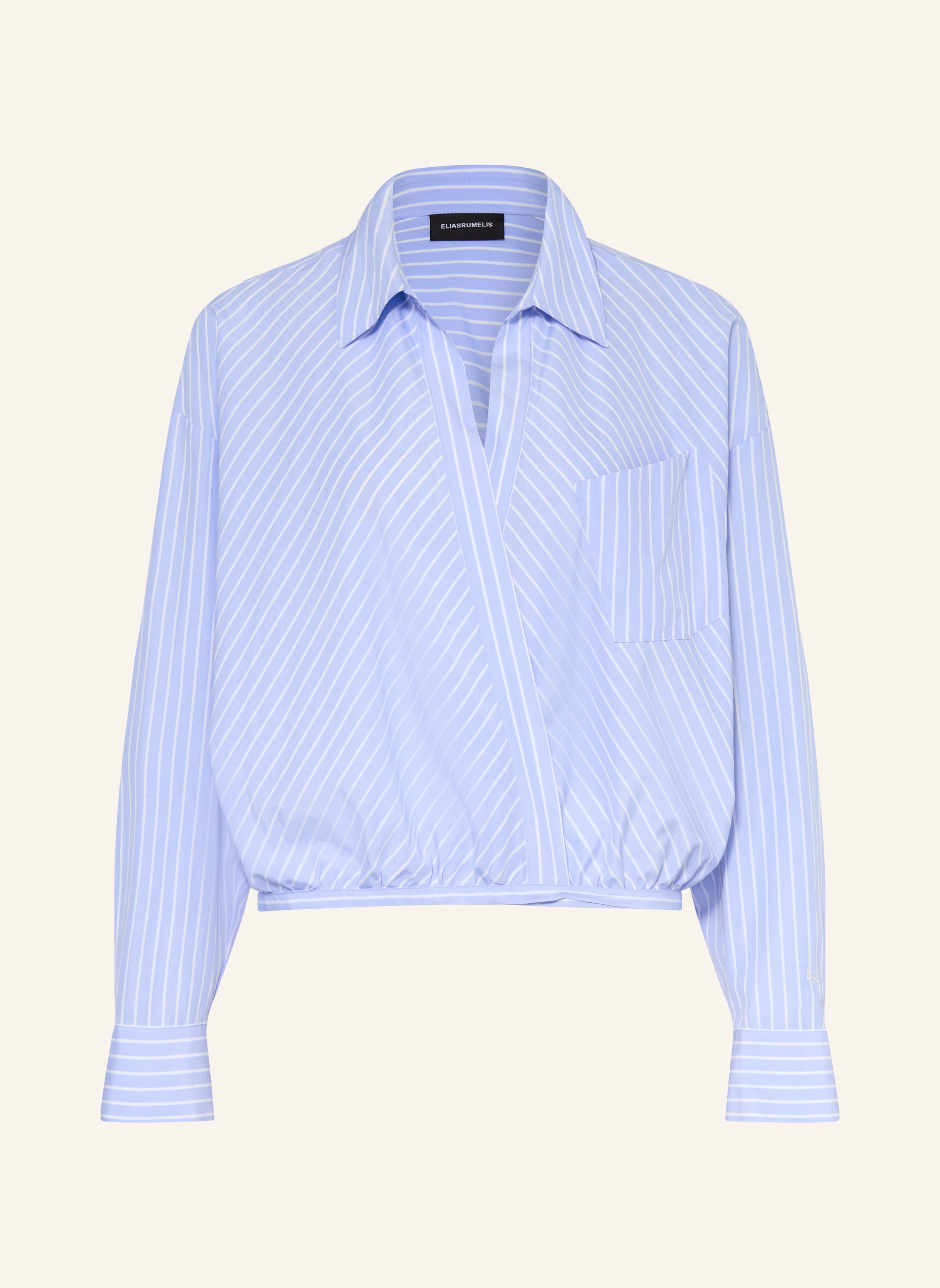 ELIAS RUMELIS SAYLOR wrap blouse in light blue / white