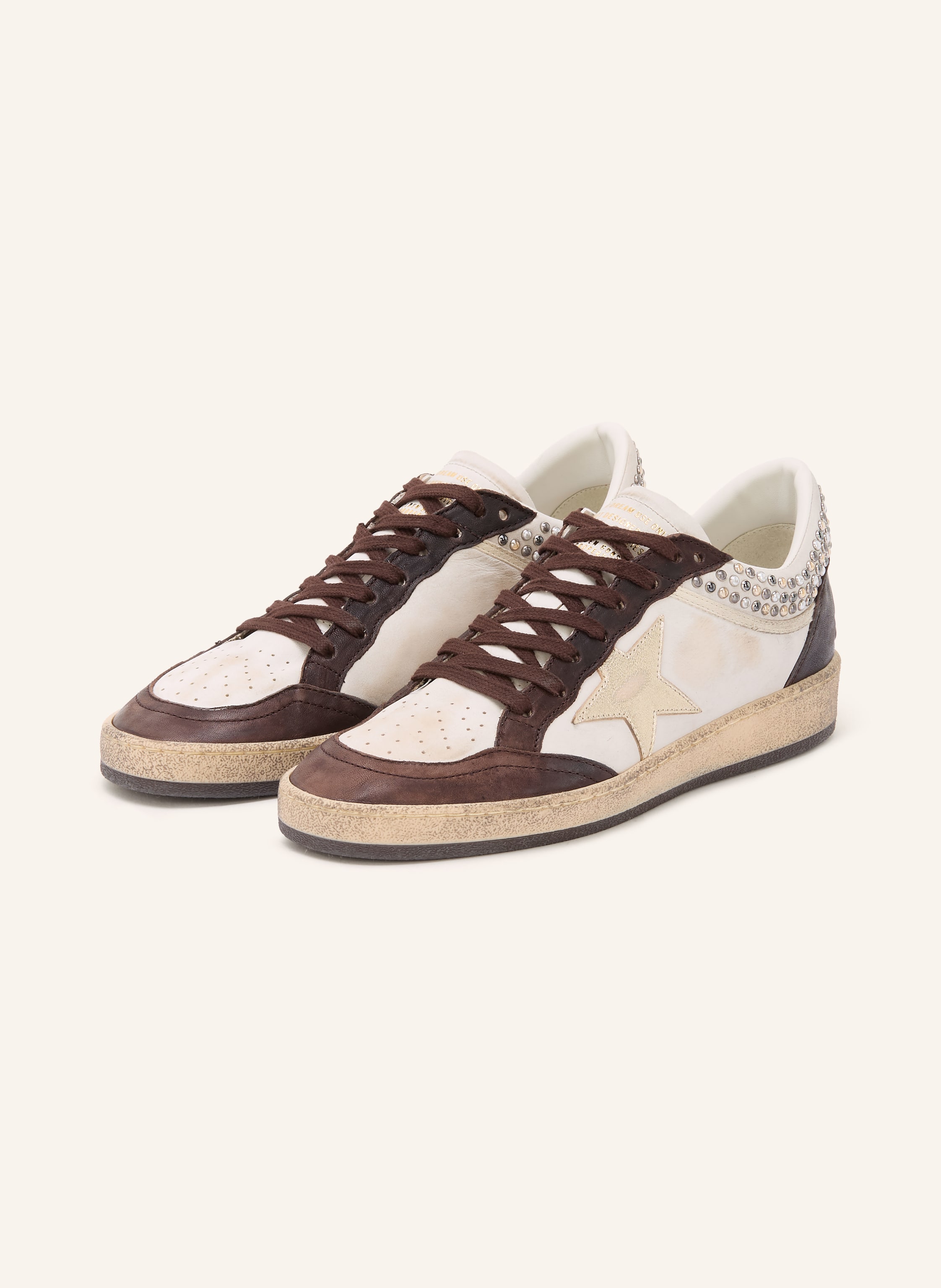 Golden Goose Golden Goose Sneaker Ball Star Mit Schmuckperlen weiss in CREME / SILBER / DUNKELBRAUN