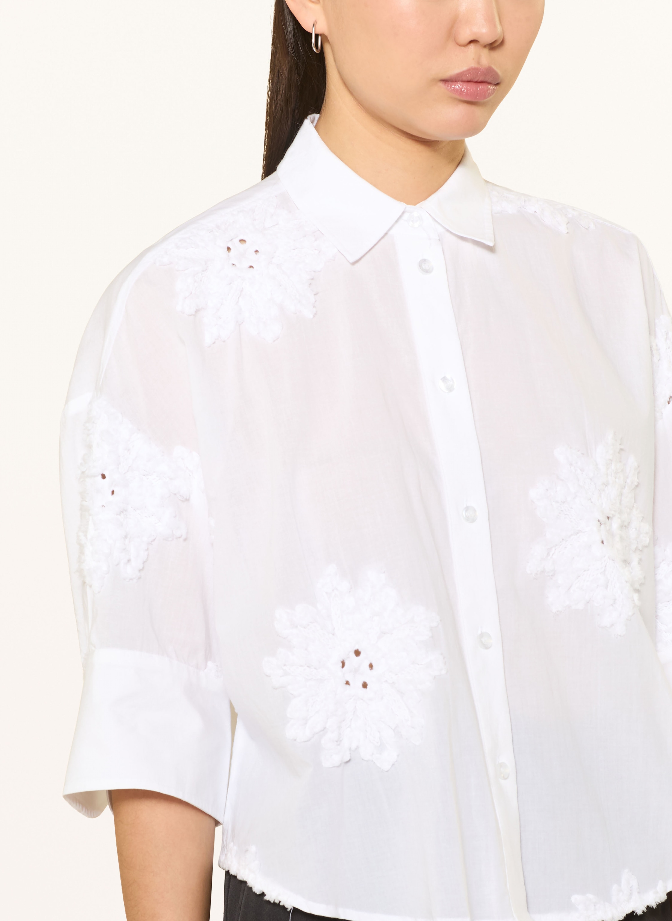 Thumbnail - Marc Aurel Hemdbluse Mit 3/4-Arm Und Lochspitze weiss