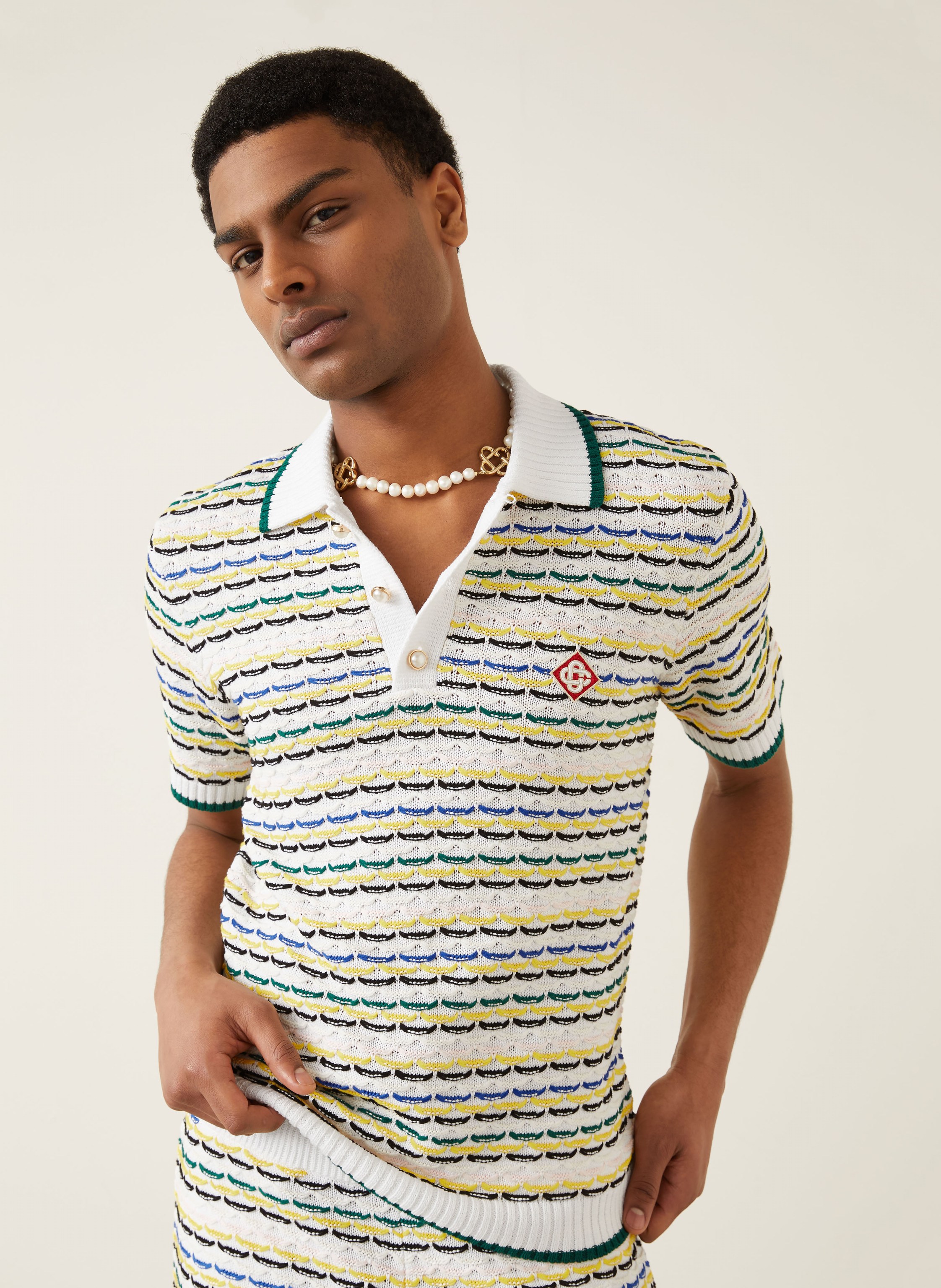 Thumbnail - Casablanca Strick-Poloshirt beige