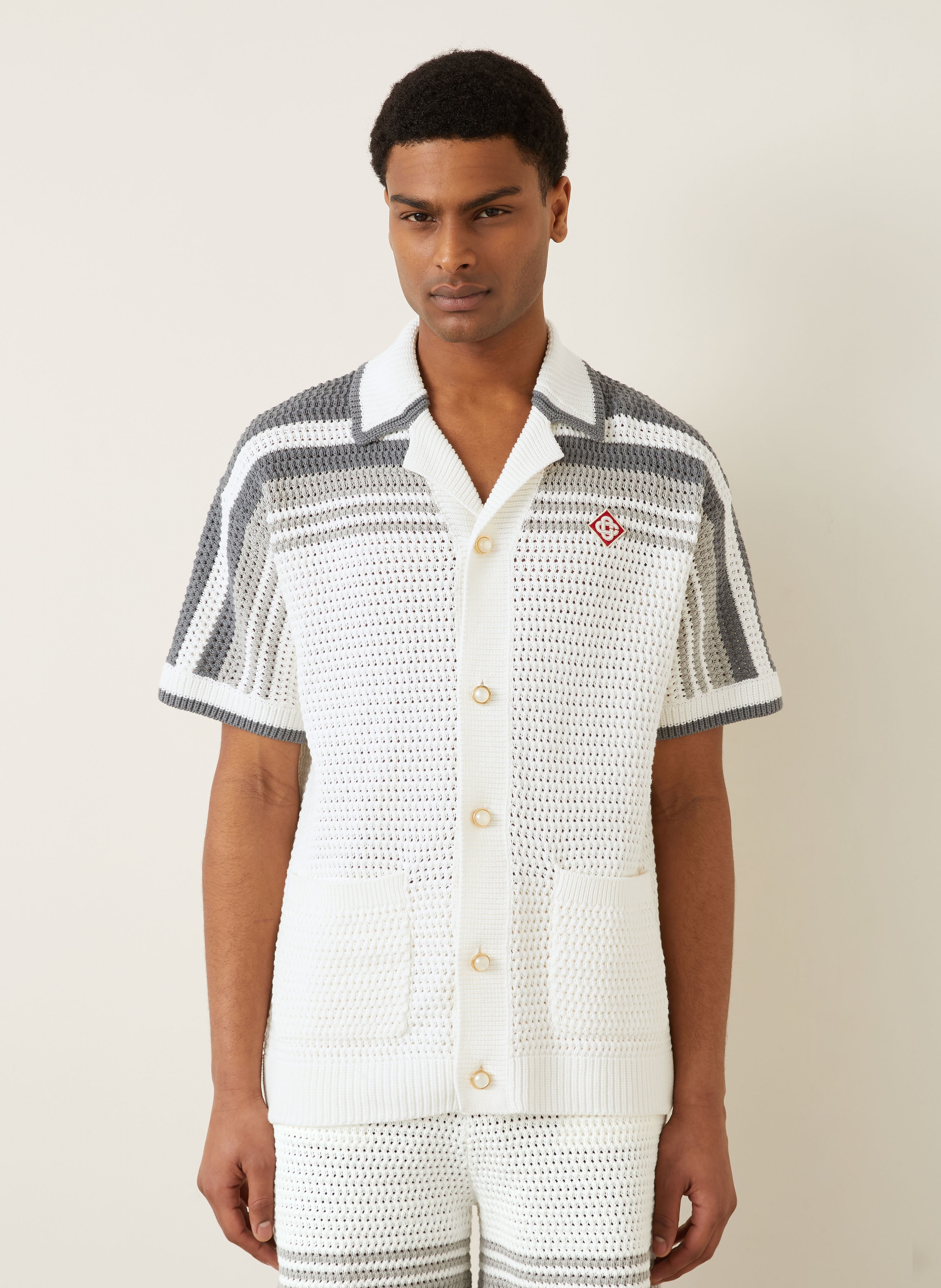 Thumbnail - Casablanca Strickhemd Comfort Fit grau