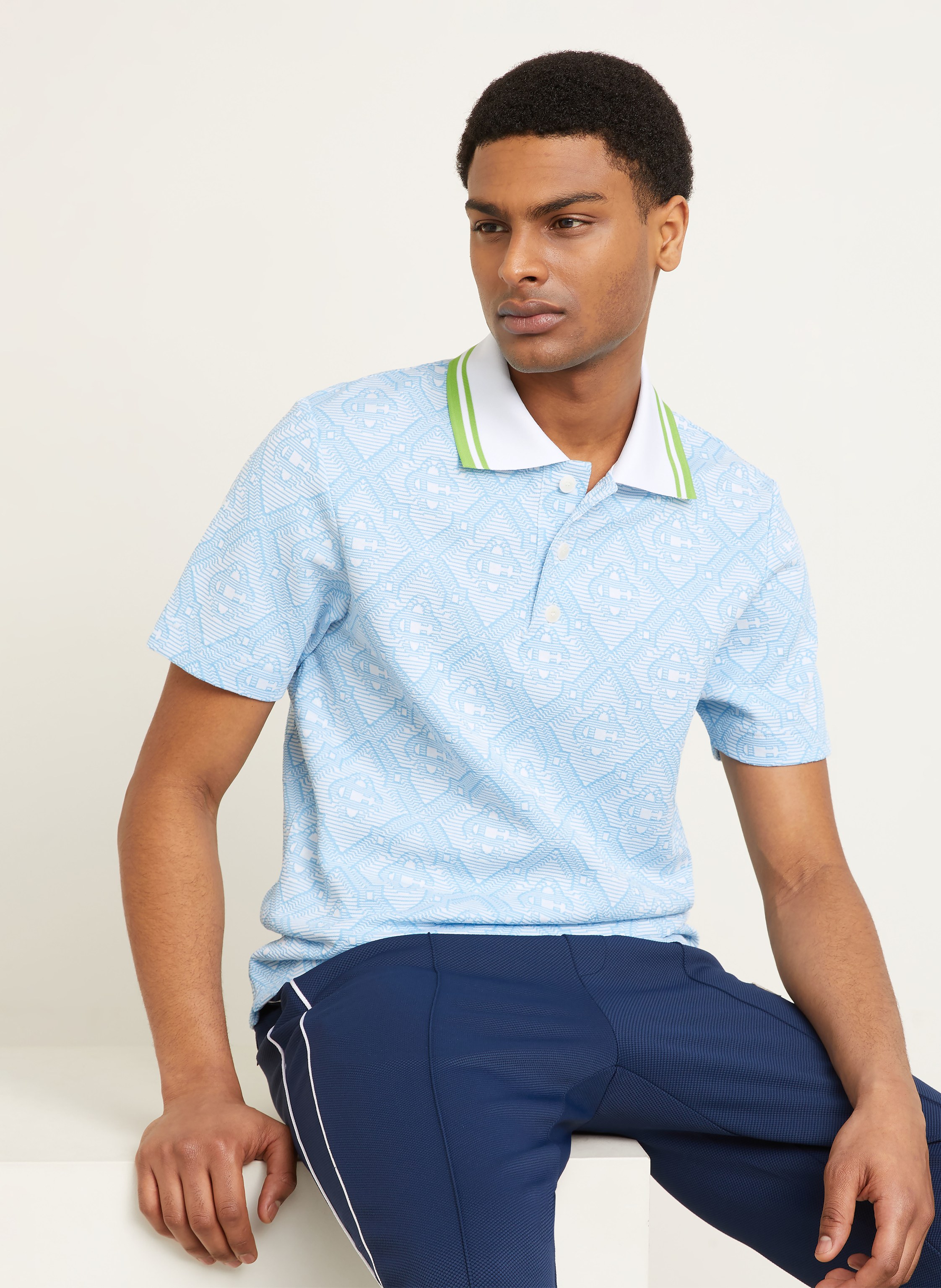 Thumbnail - Casablanca Jacquard-Poloshirt blau
