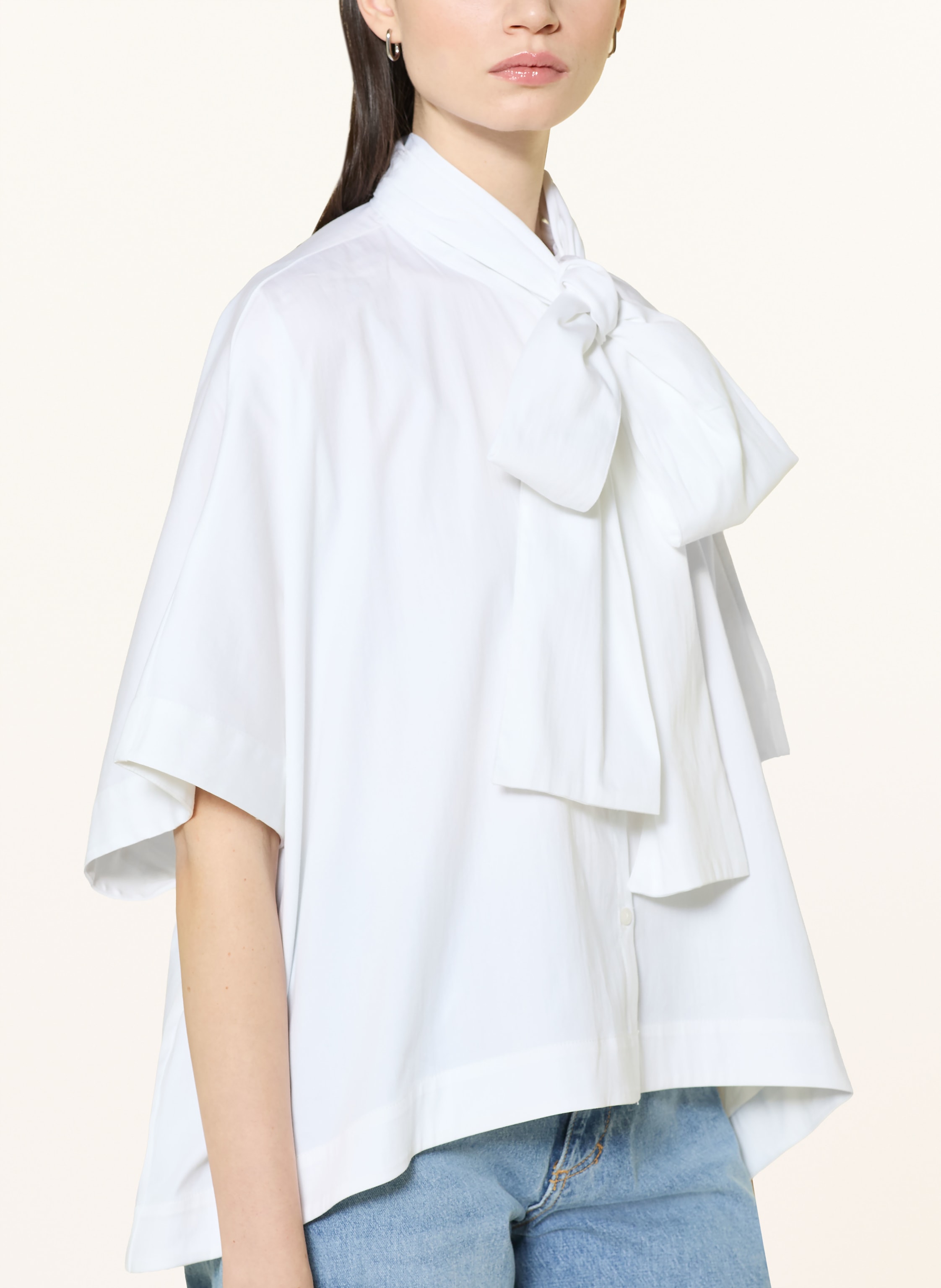 Thumbnail - Milano Italy Oversized-Bluse Mit Abnehmbarer Schluppe weiss