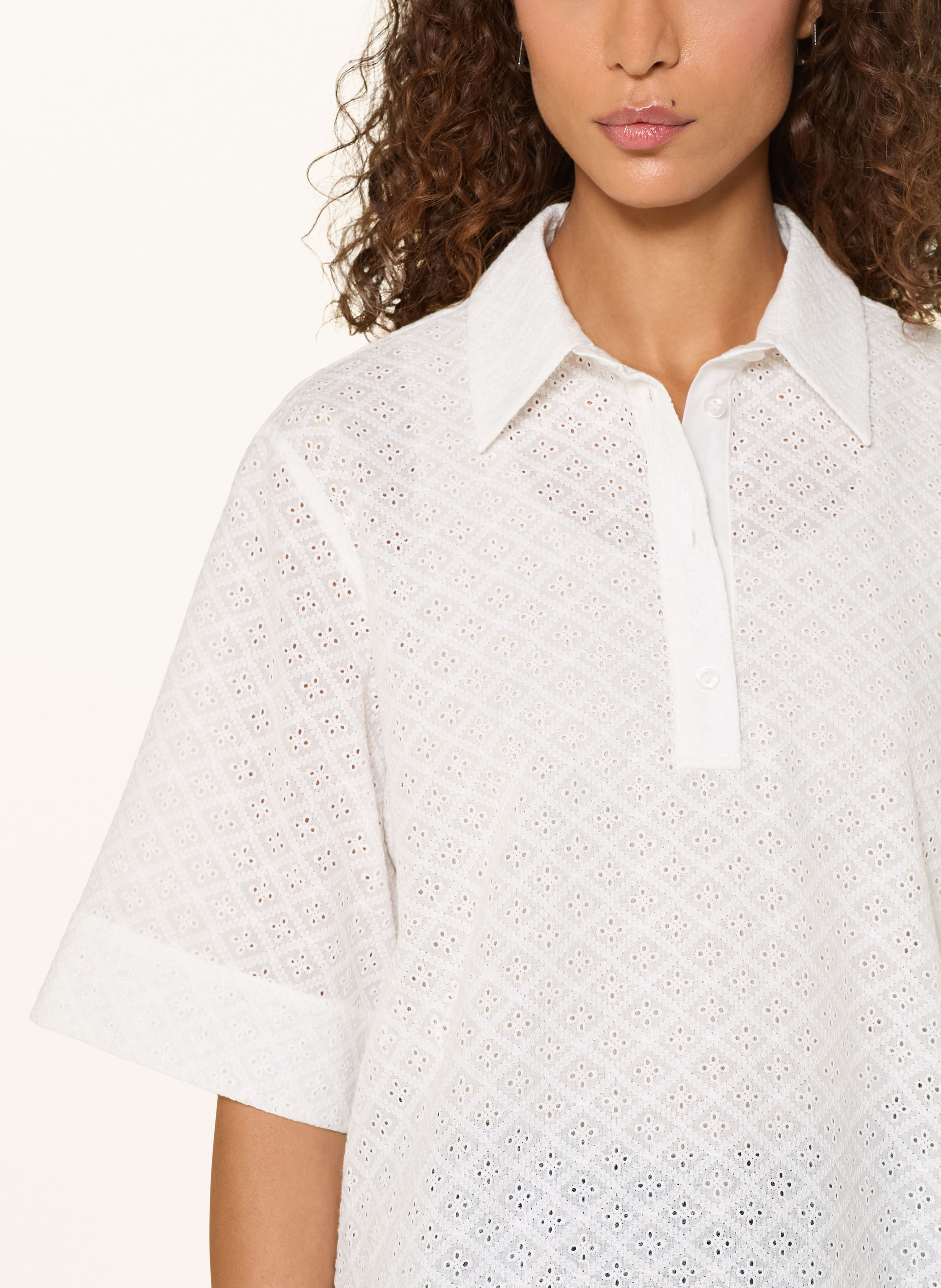 Thumbnail - Ichi Blusenshirt Ihcriza Aus Lochspitze beige