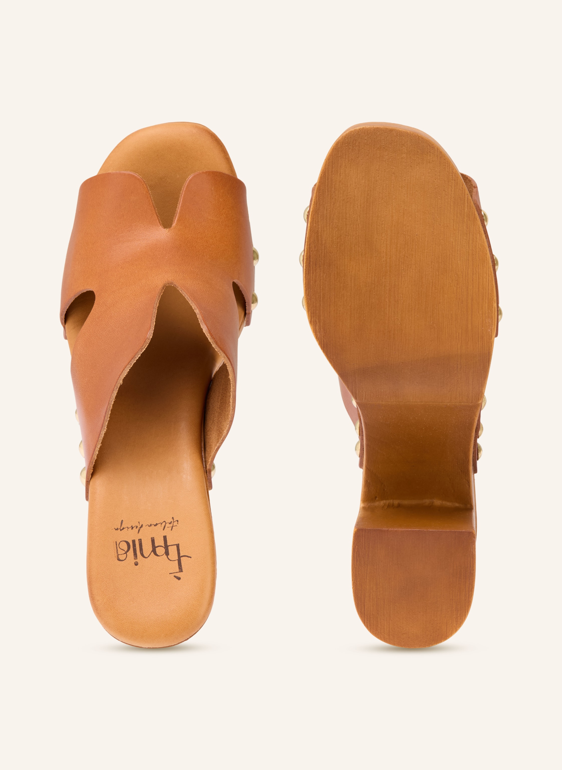 Thumbnail - È Mia Mules Mit Nieten braun