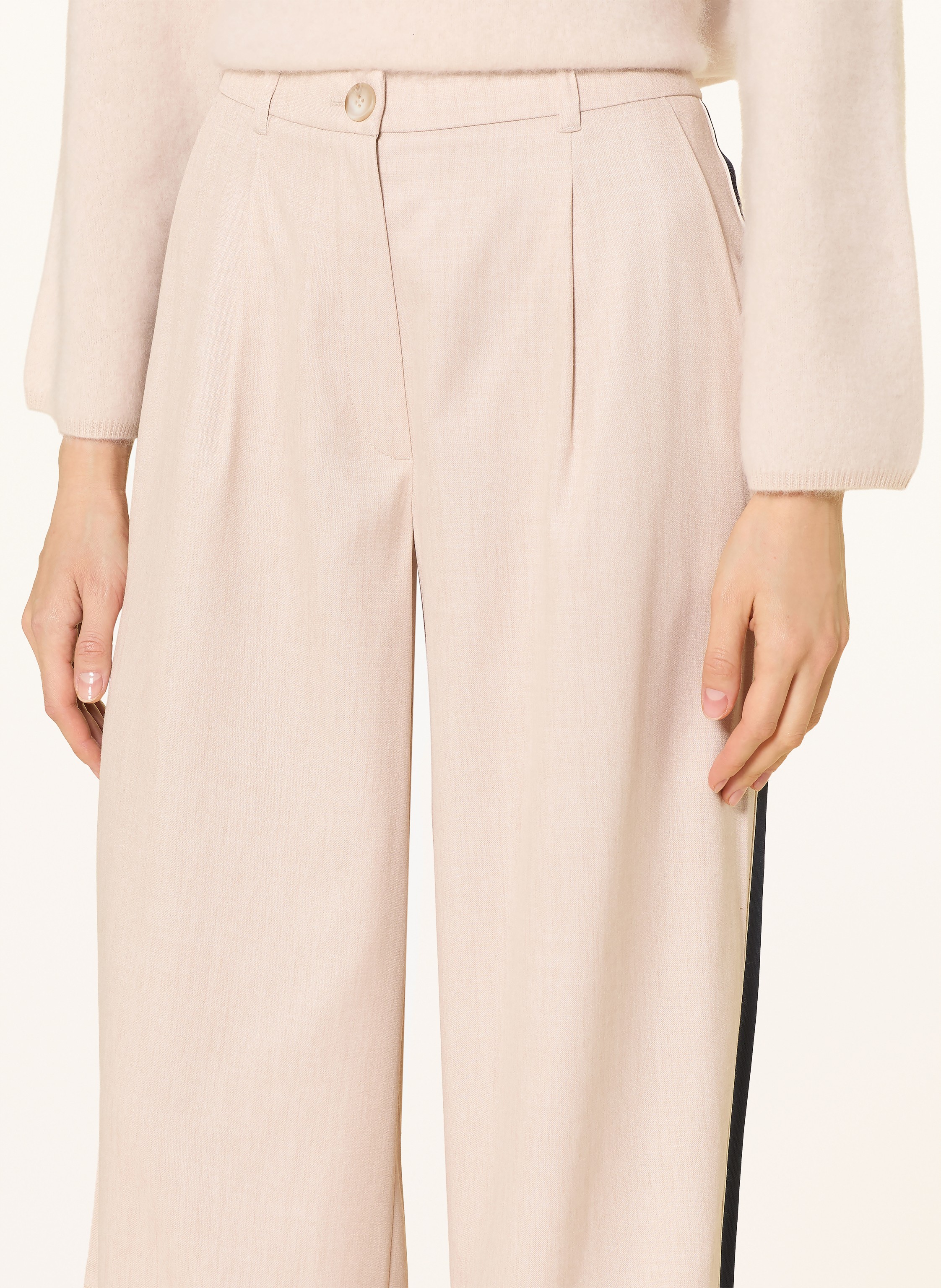 Thumbnail - Betty&Co Marlenehose Mit Galonstreifen beige