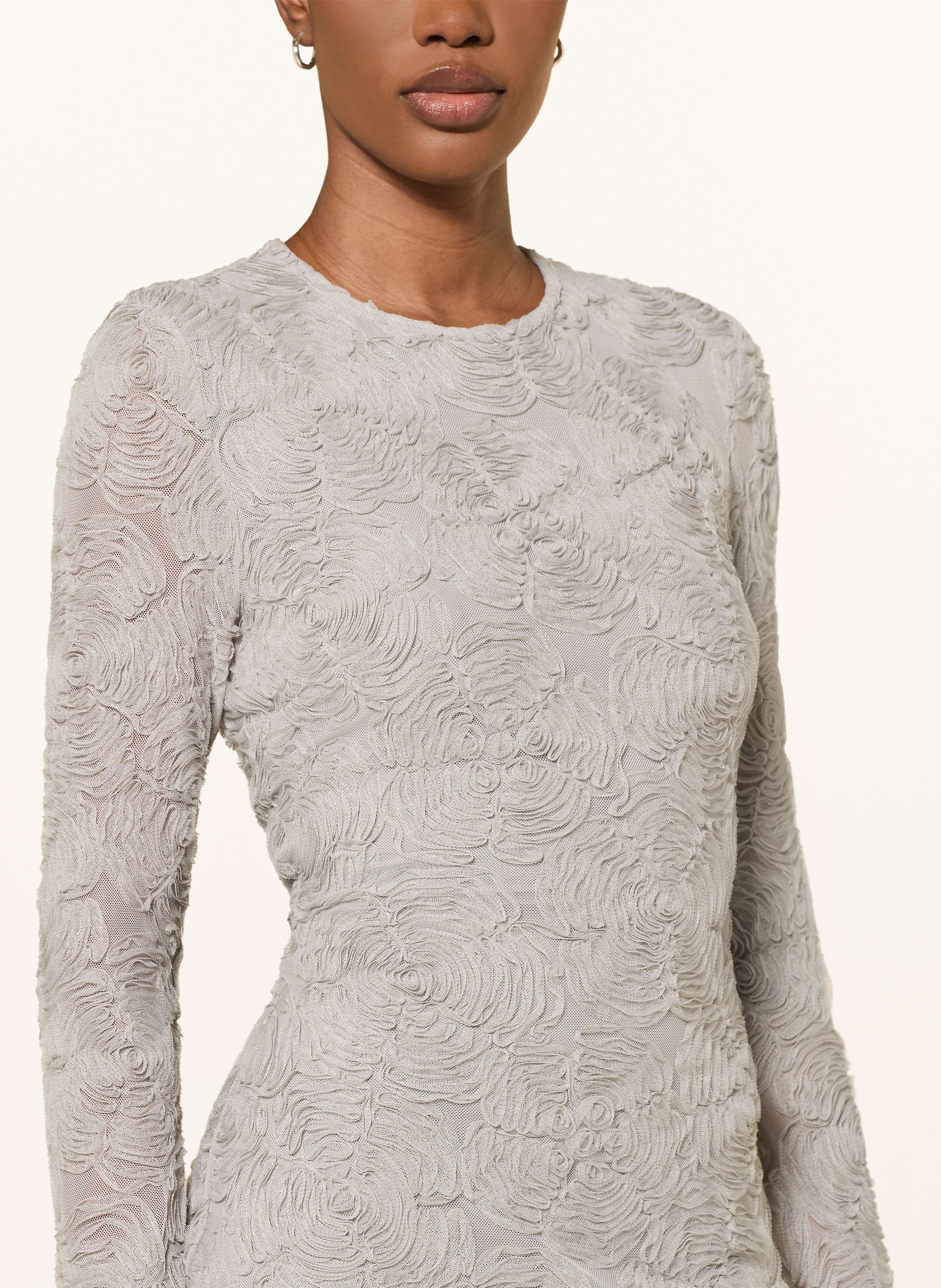 Thumbnail - Rotate Mesh-Kleid Mit Volants grau