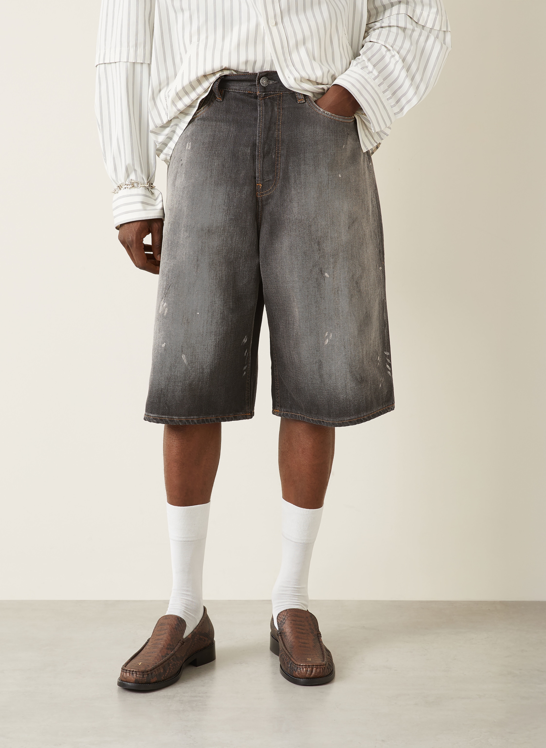 Thumbnail - Acne Studios Jeansshorts Loose Fit schwarz