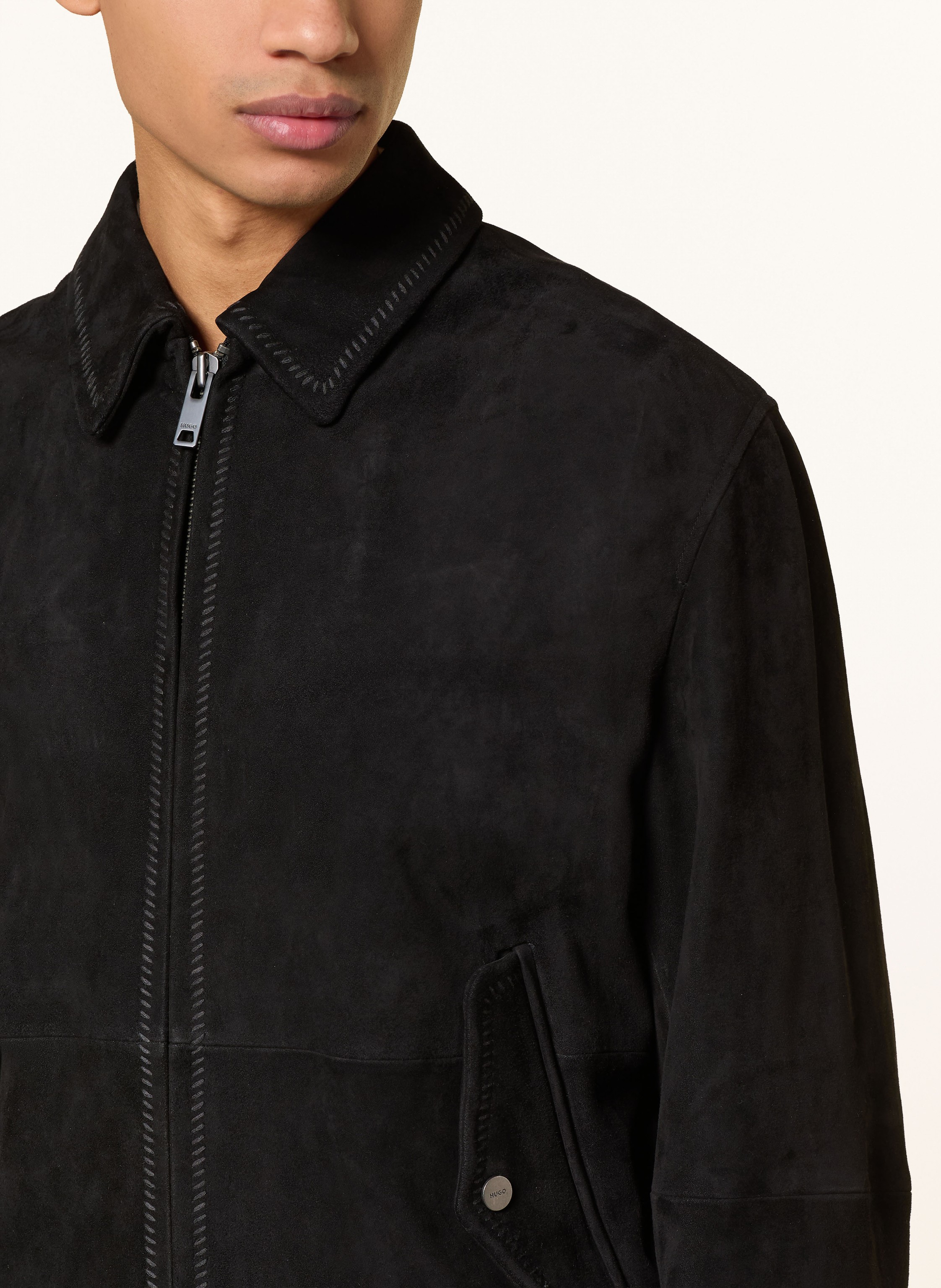 Thumbnail - Hugo Lederblouson Lemai schwarz