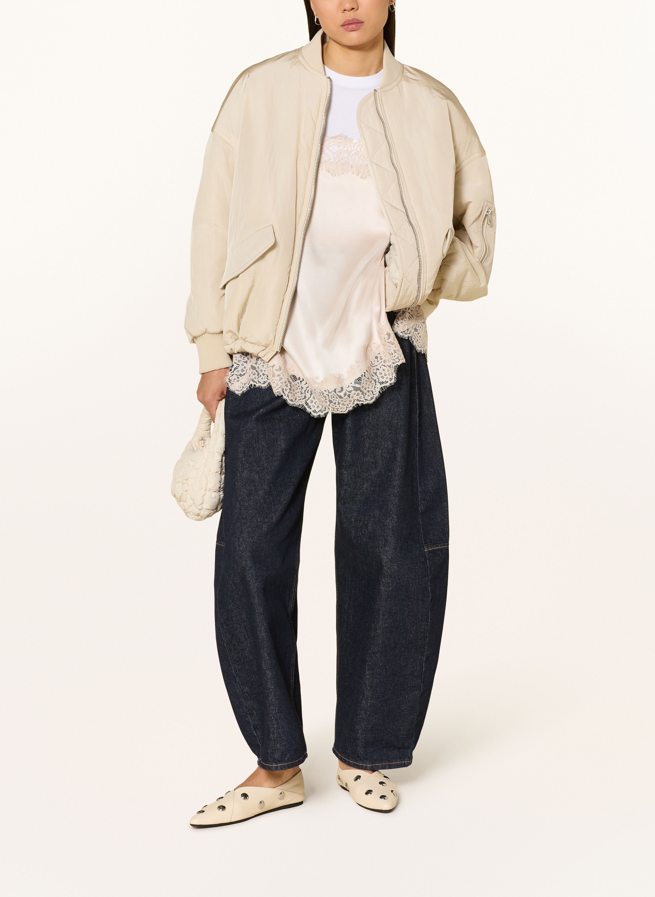 Thumbnail - Darling Harbour Satintop Mit Spitze beige