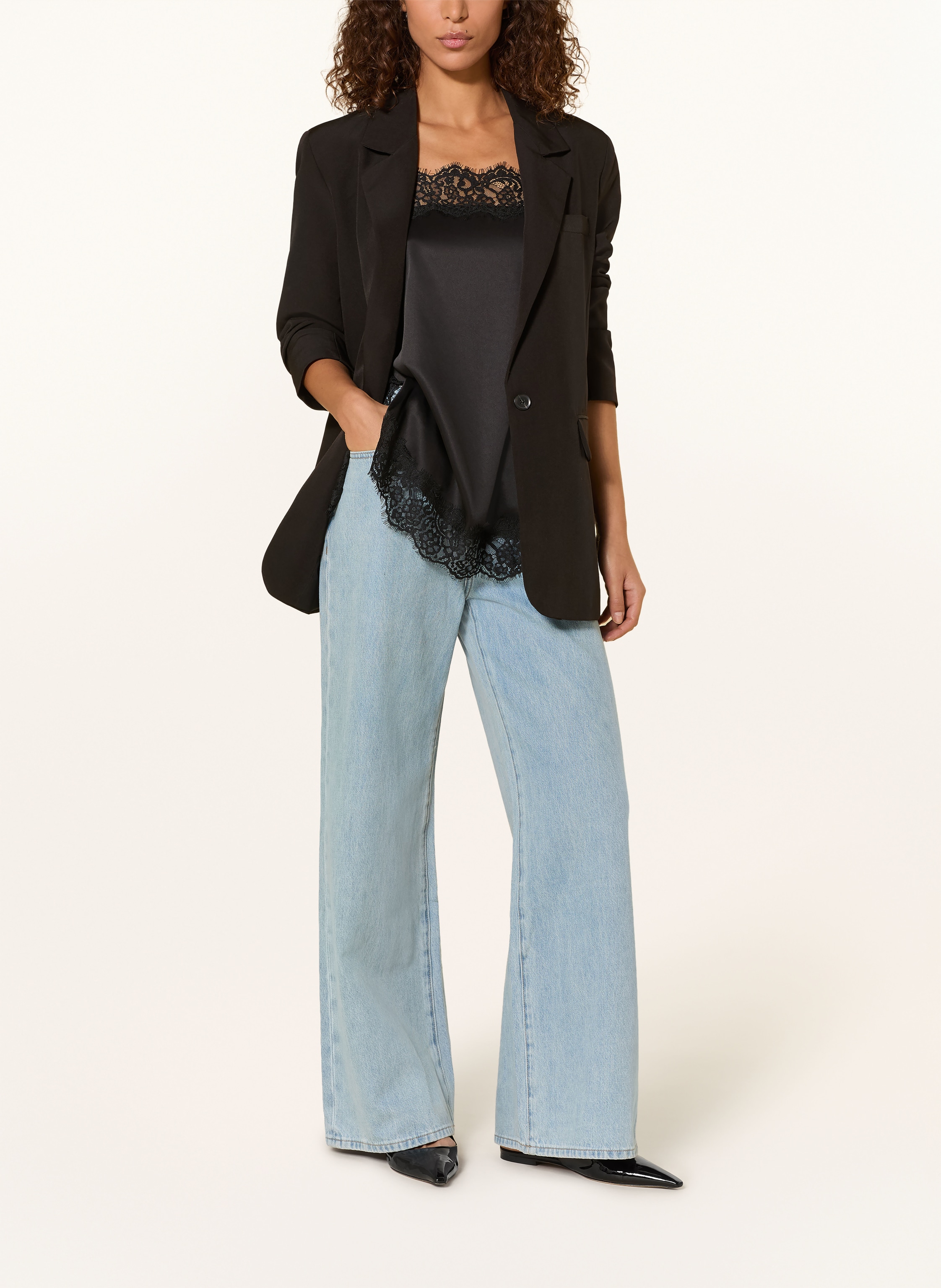 Thumbnail - Darling Harbour Satintop Mit Spitze schwarz