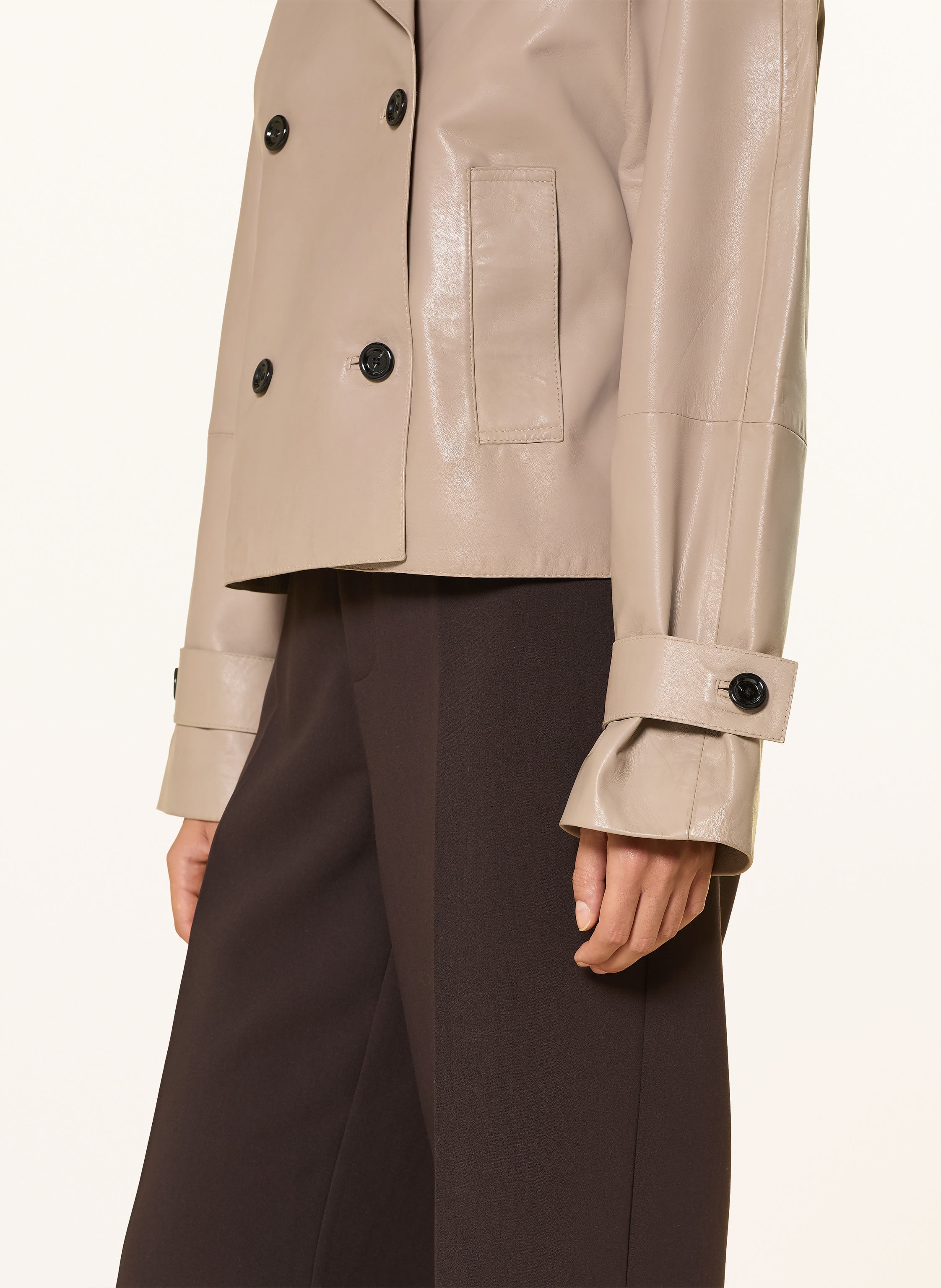 Thumbnail - Ricano Trench-Jacke Aus Leder beige