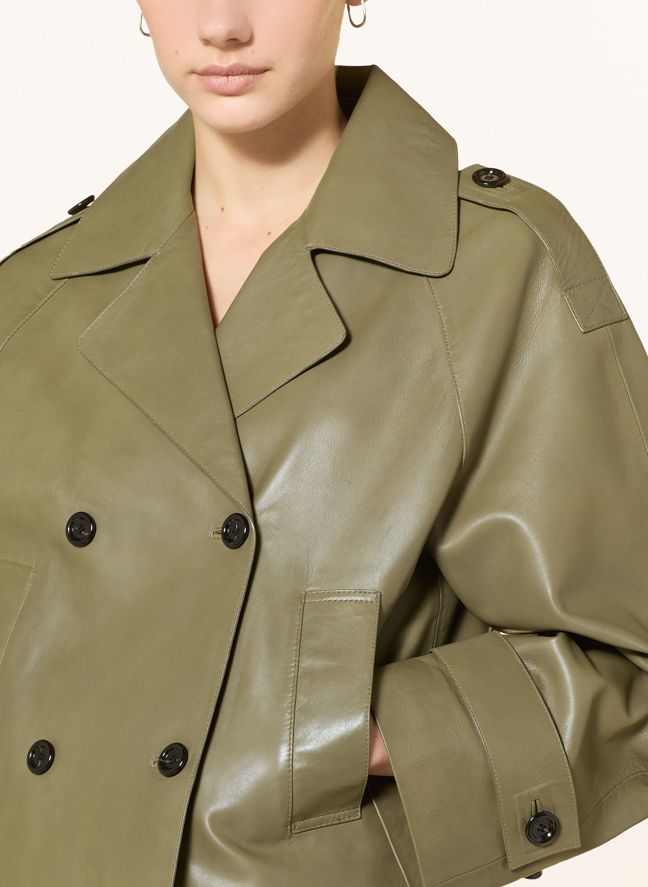 Thumbnail - Ricano Trench-Jacke Aus Leder gruen