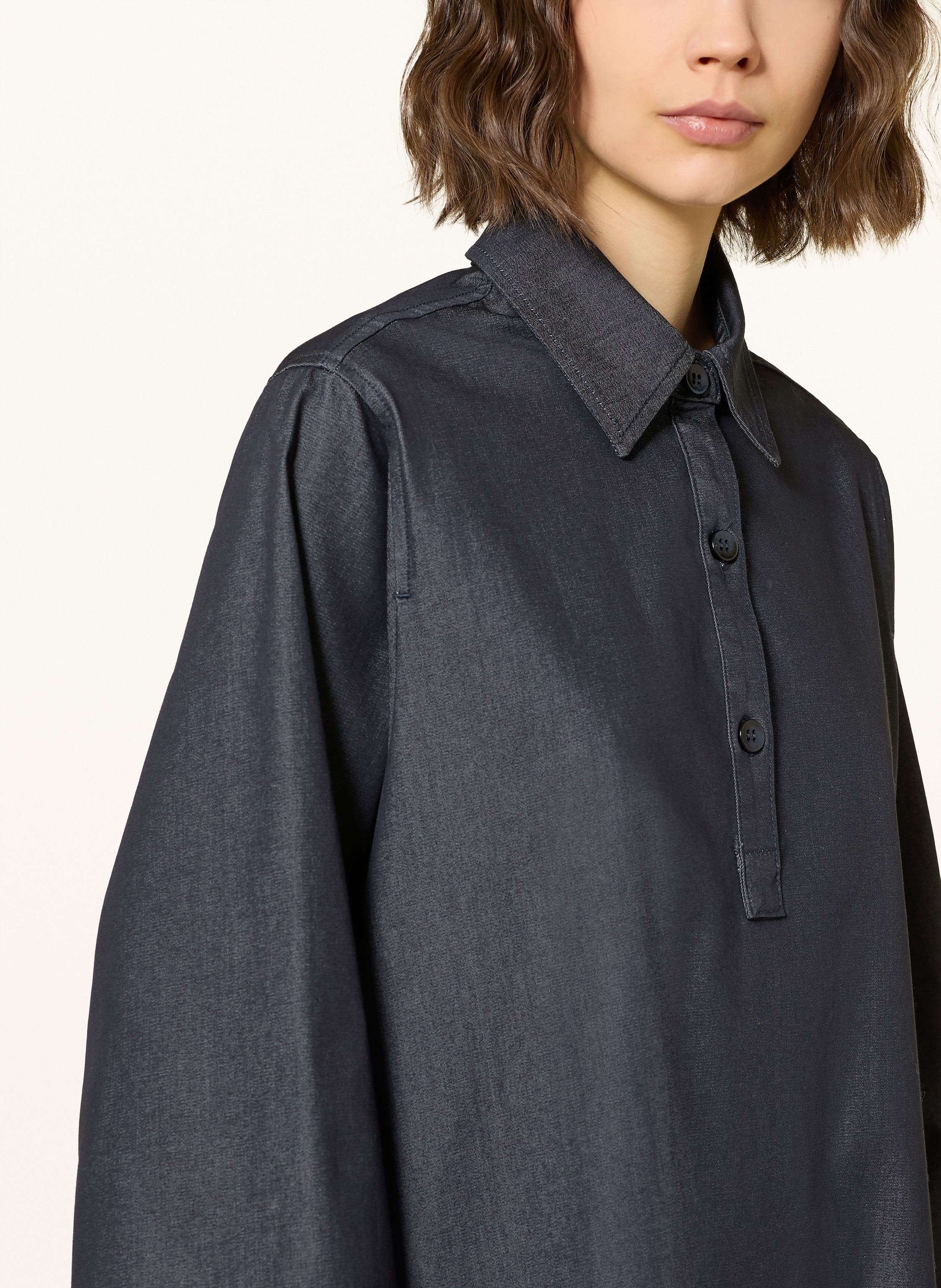 Thumbnail - Mrs & Hugs Hemdblusenkleid In Jeansoptik blau