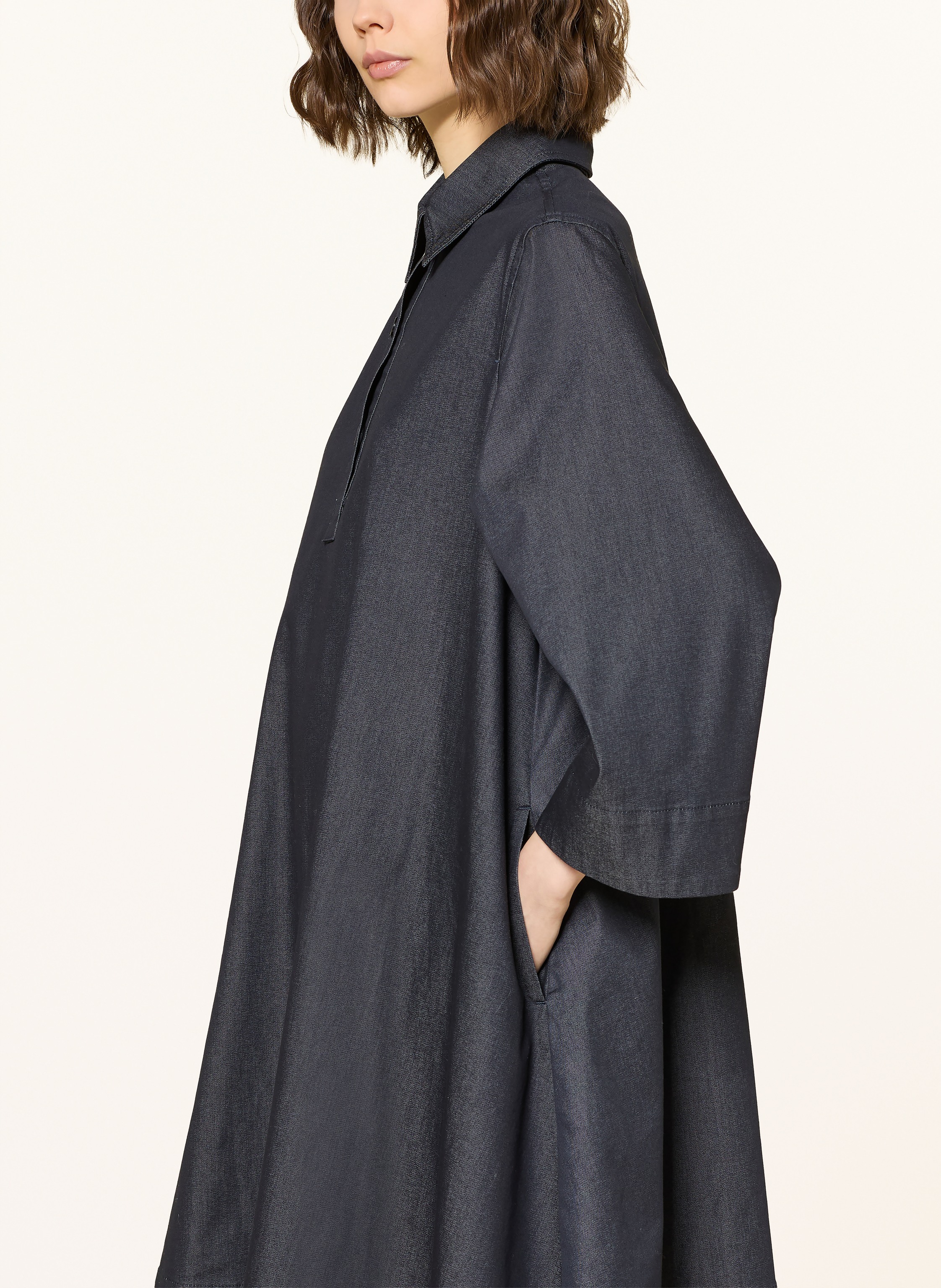 Thumbnail - Mrs & Hugs Hemdblusenkleid In Jeansoptik blau