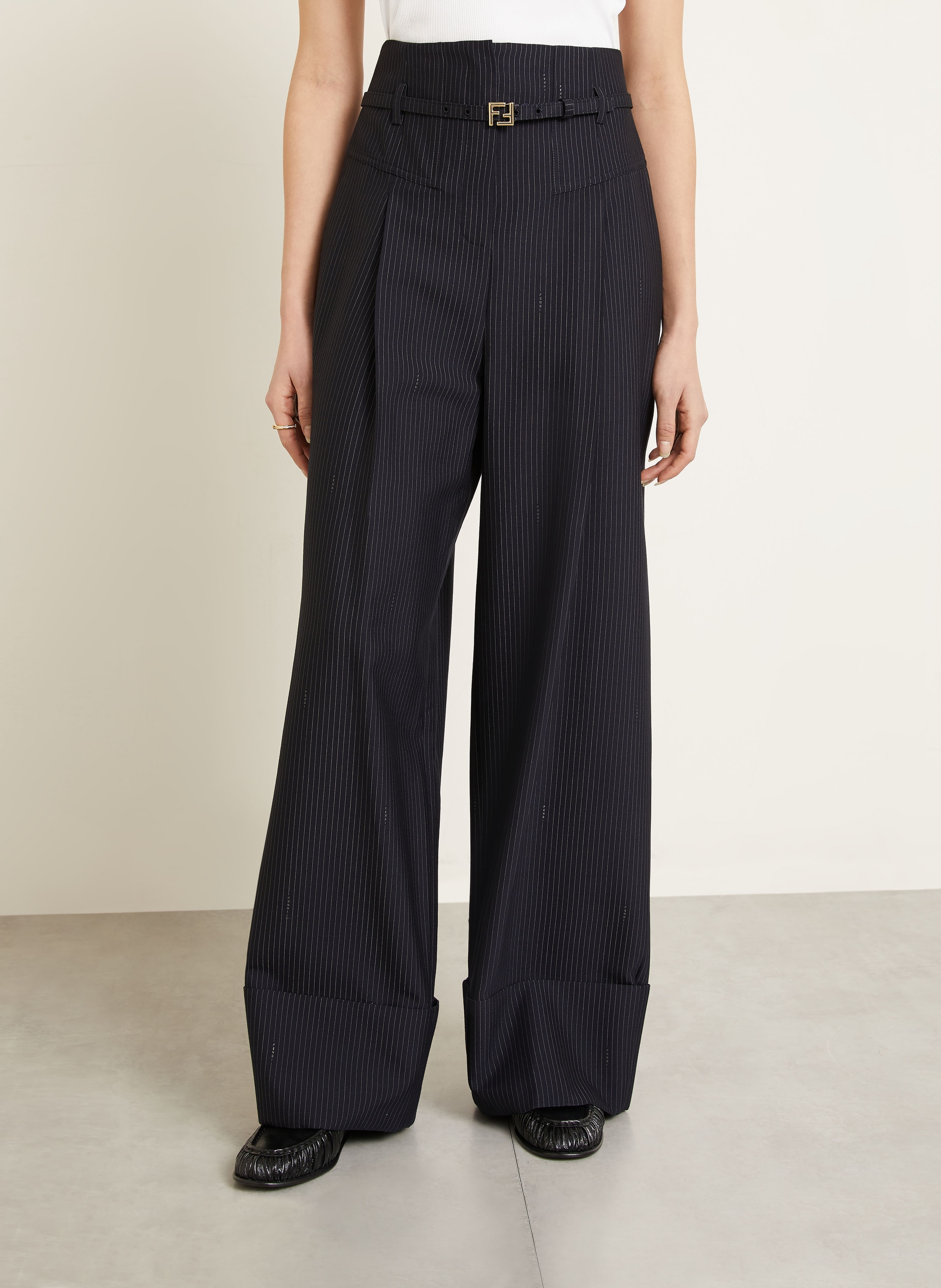 Thumbnail - Fendi Marlenehose blau