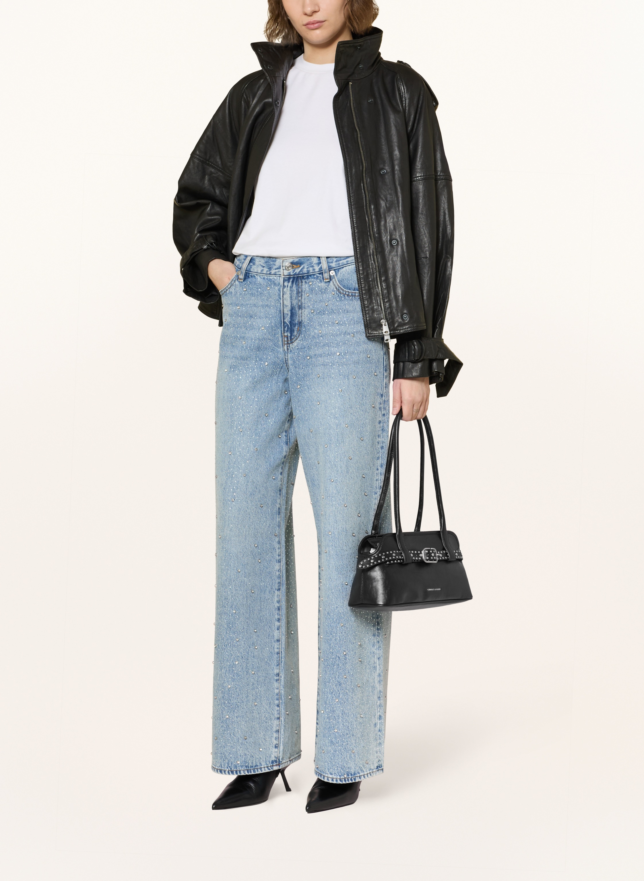 Thumbnail - Charles & Keith Schultertasche Victoria Mit Nieten schwarz