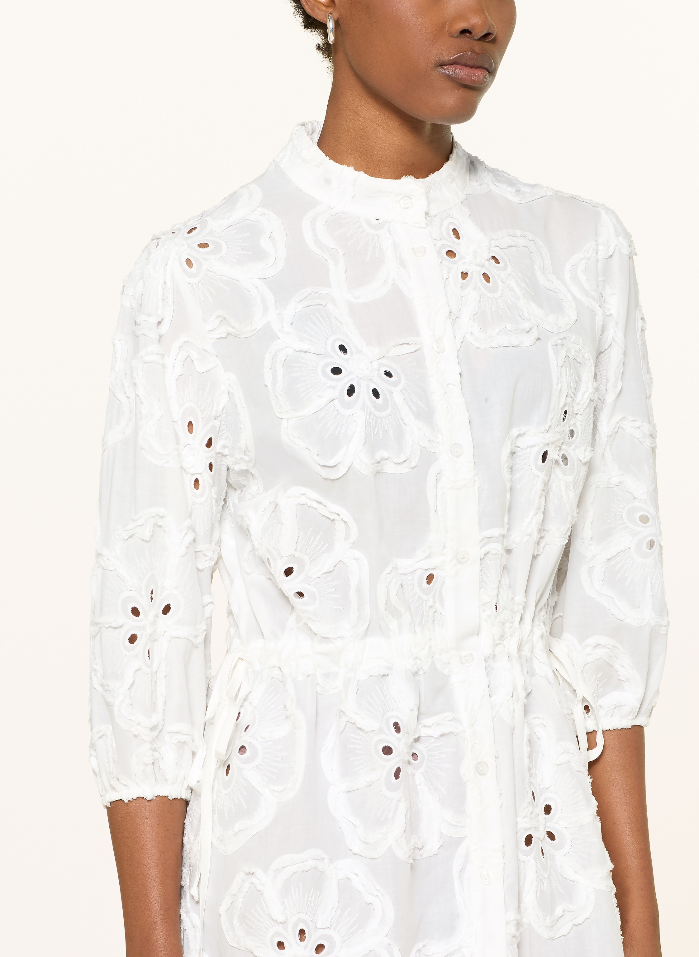 Thumbnail - Lilienfels Kleid Mit Lochspitze Und 3/4-Arm weiss