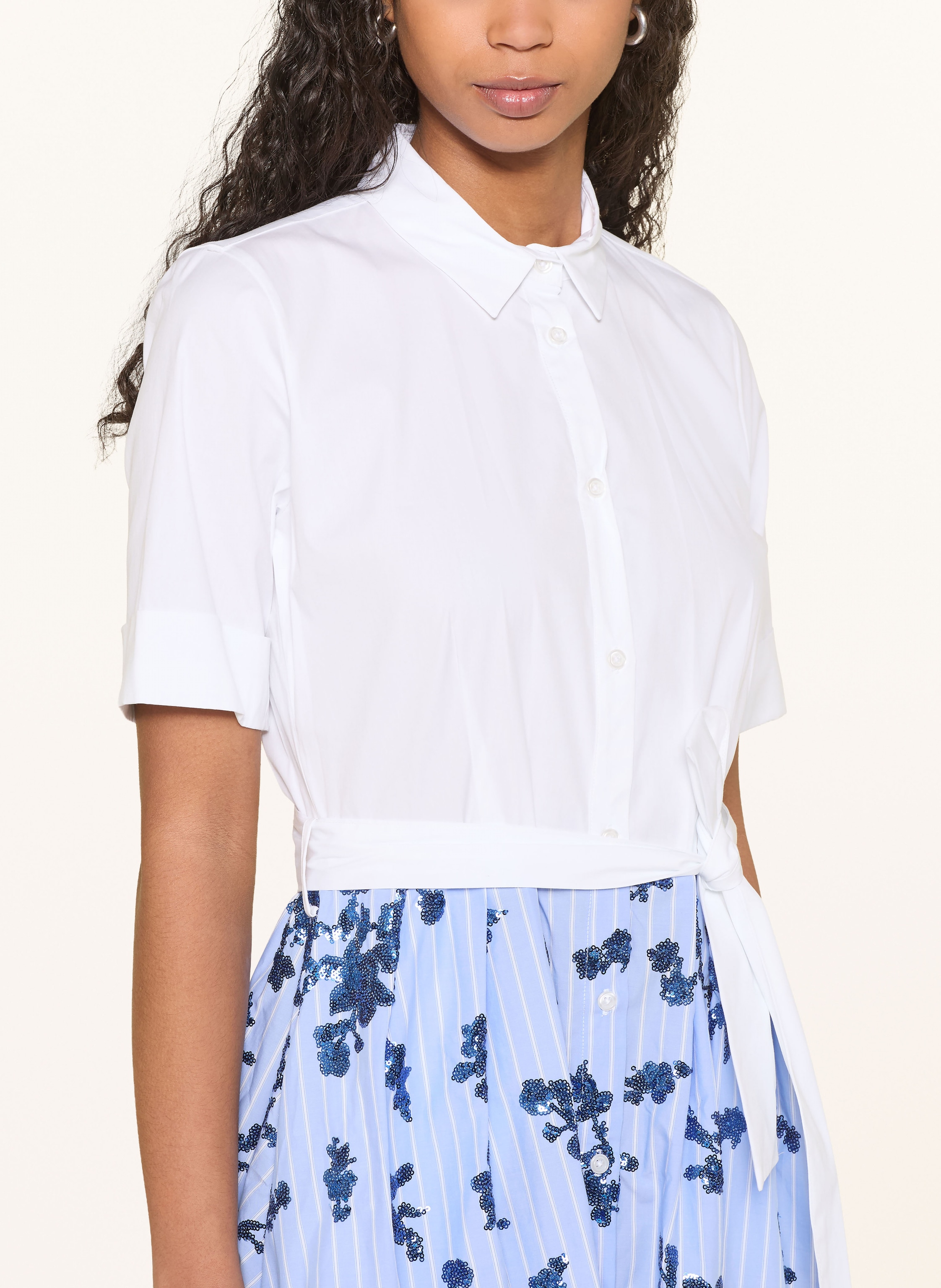 Thumbnail - Lilienfels Hemdblusenkleid Mit Pailletten blau