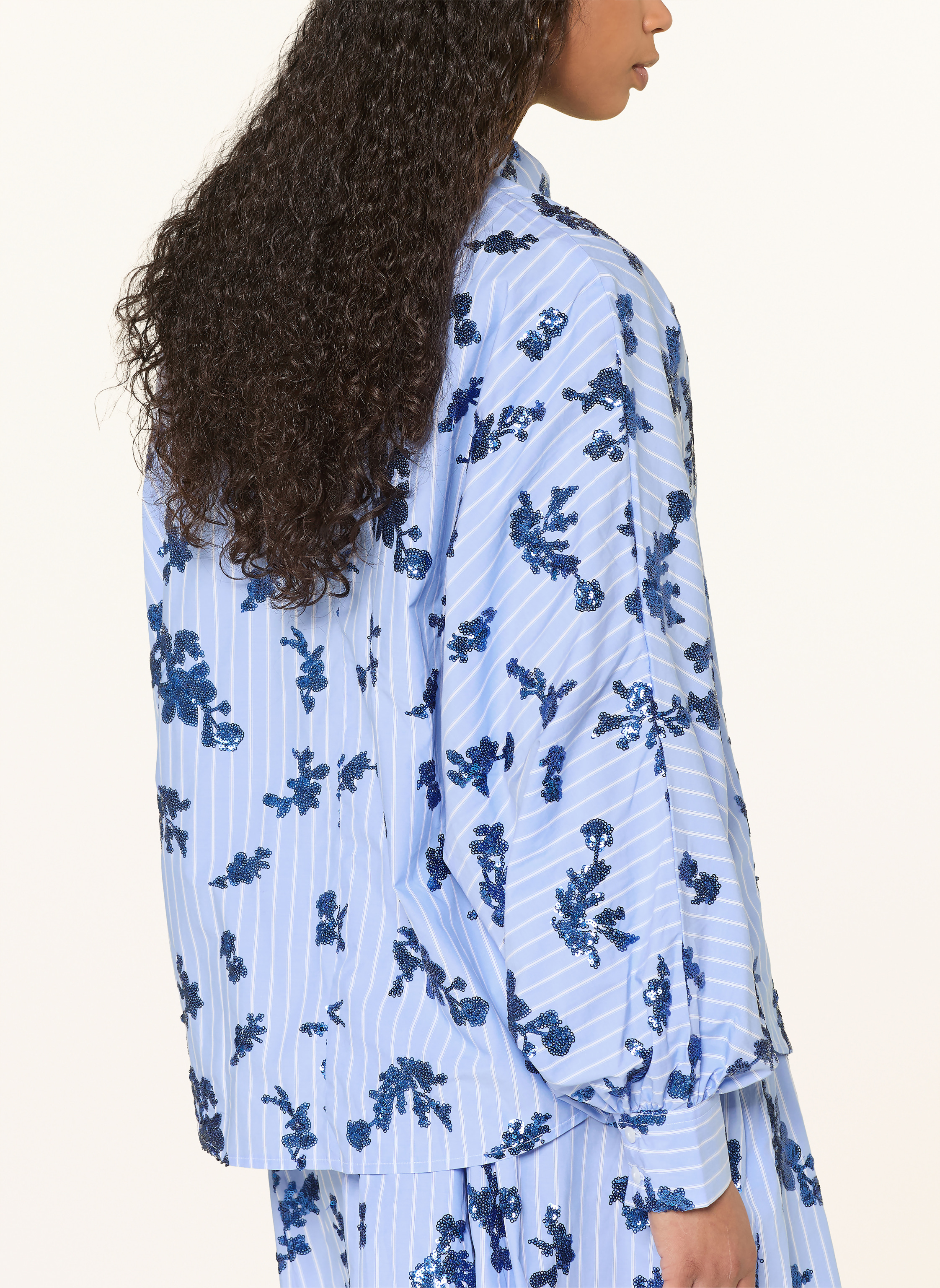 Thumbnail - Lilienfels Oversized-Hemdbluse Mit Pailletten blau